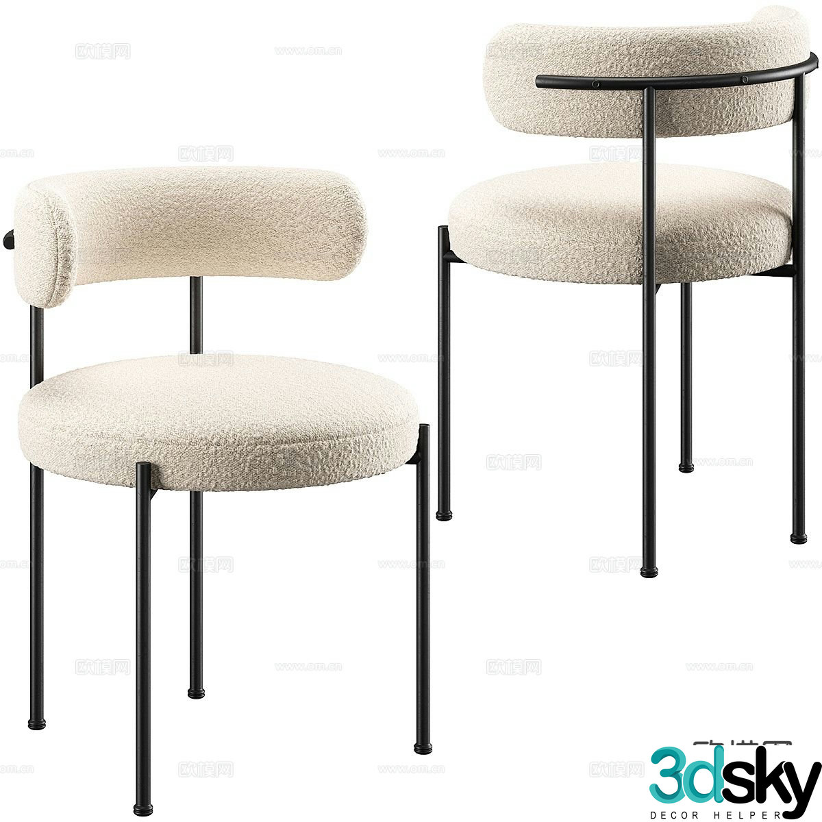 Nordic style single chair dining chair 3d model