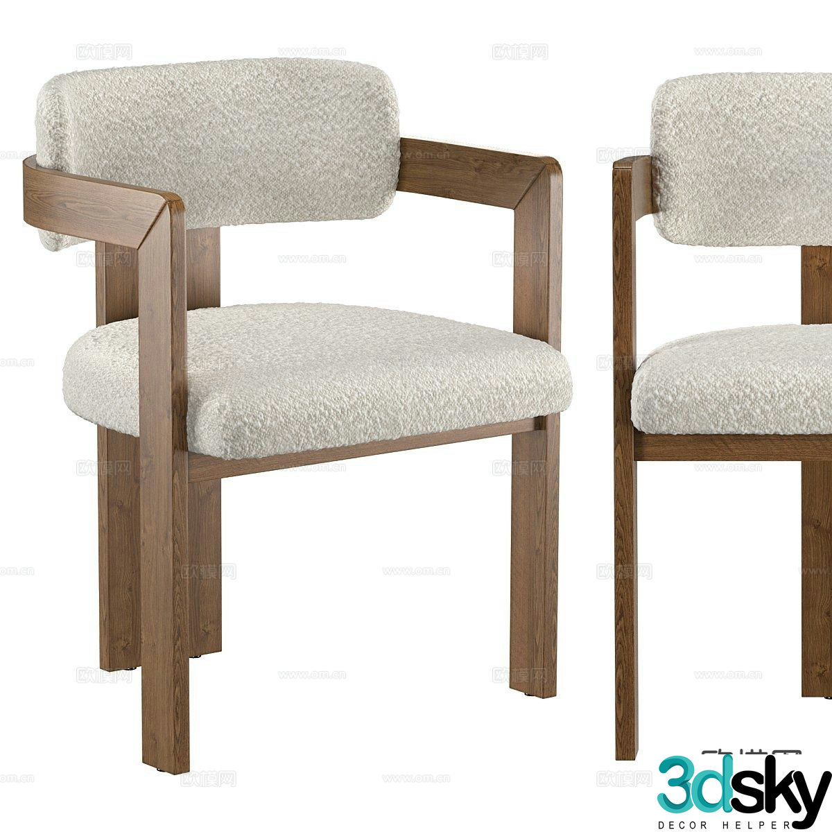 Modern single chair dining chair 3d model