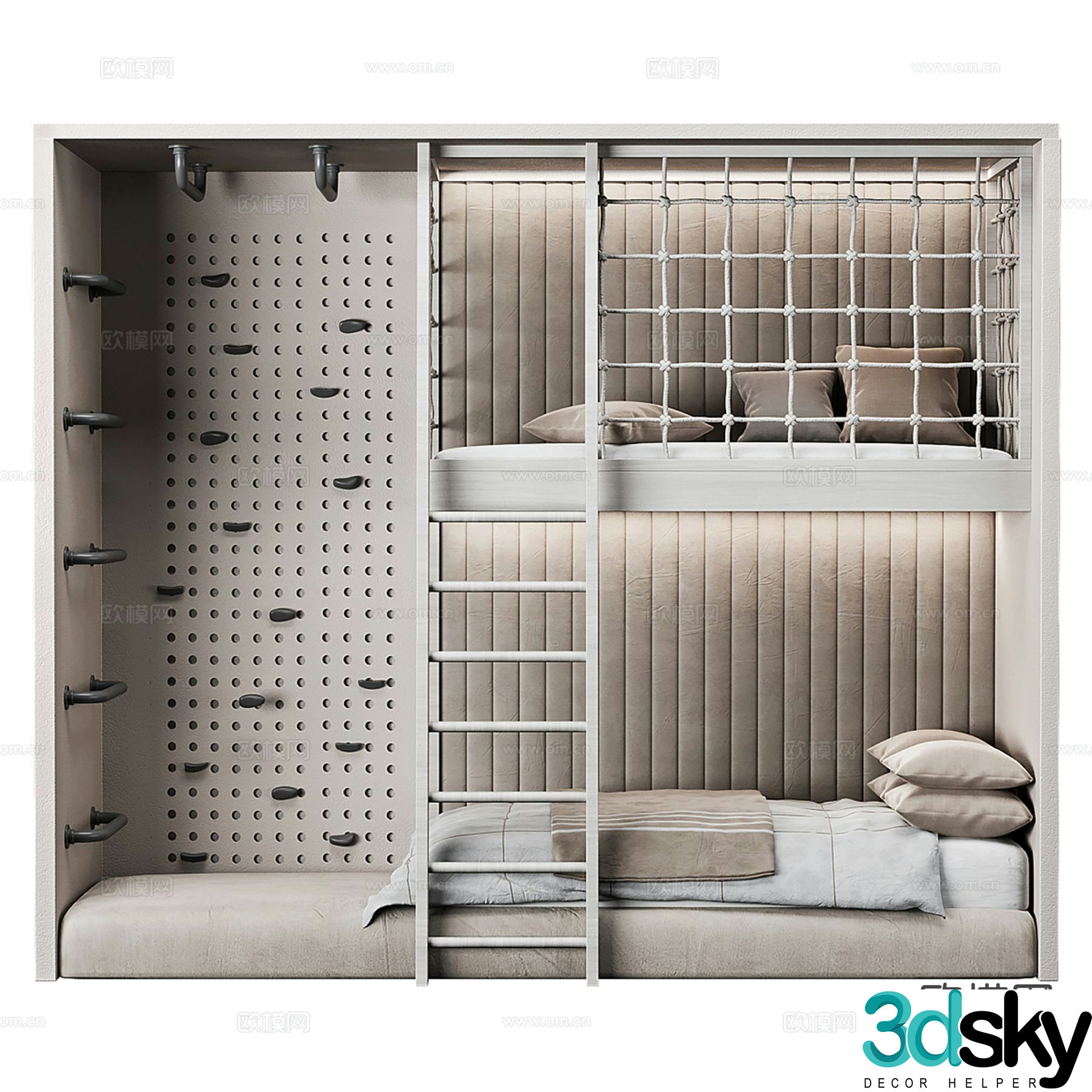 Modern children’s bed bunk bed bunk bed 3d model