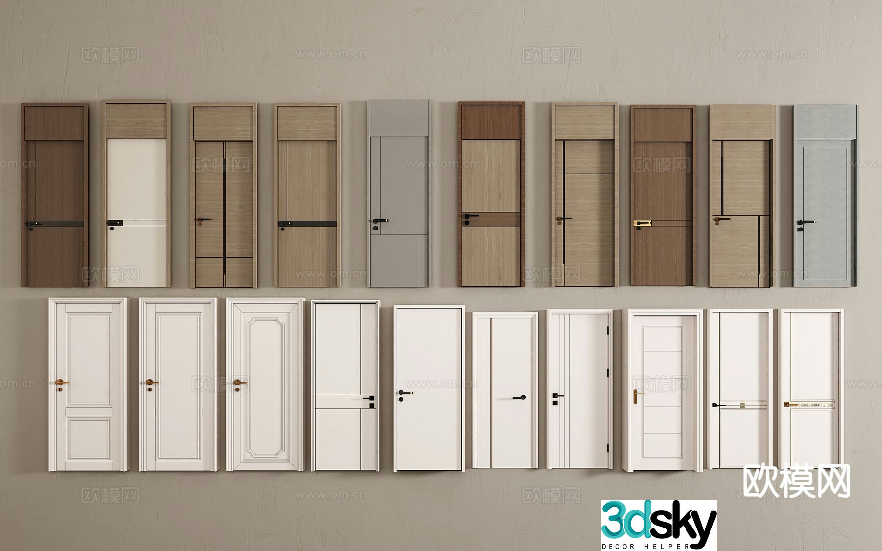 Modern door open ceiling door single-open door wooden door swing door door 3D model