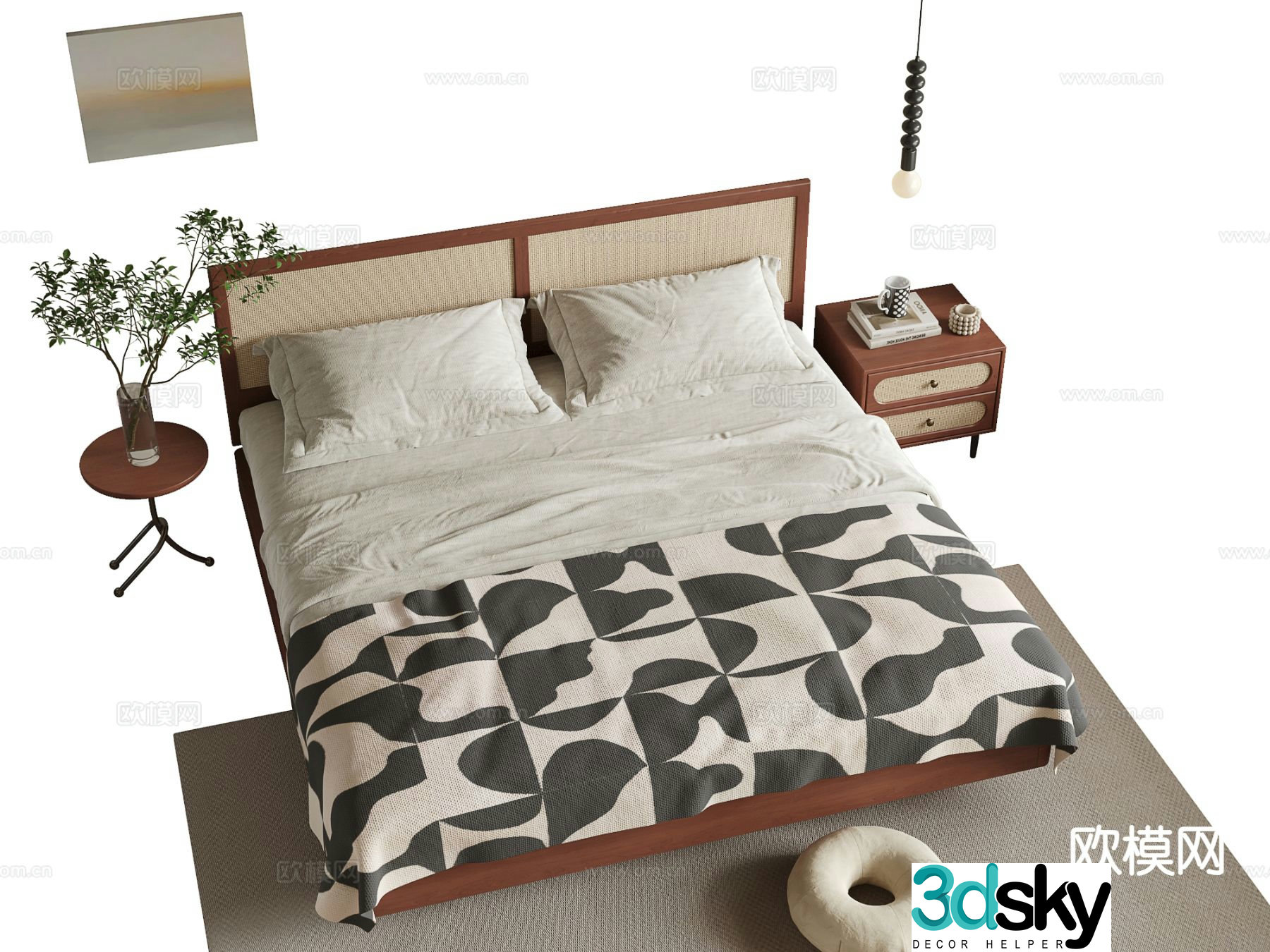 Medieval style double bed 3d model