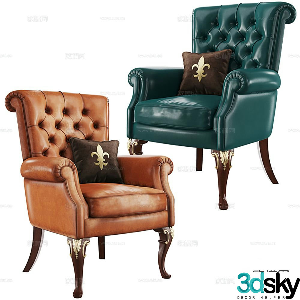 European style sofa single sofa 3d model