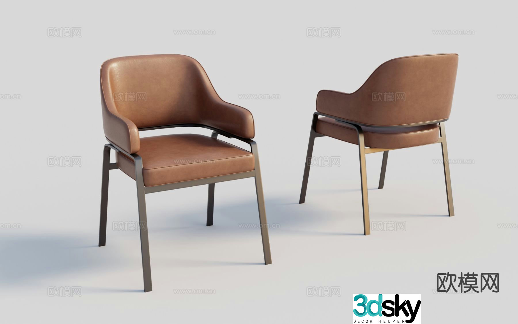 Modern leather chair dining chair 3d model