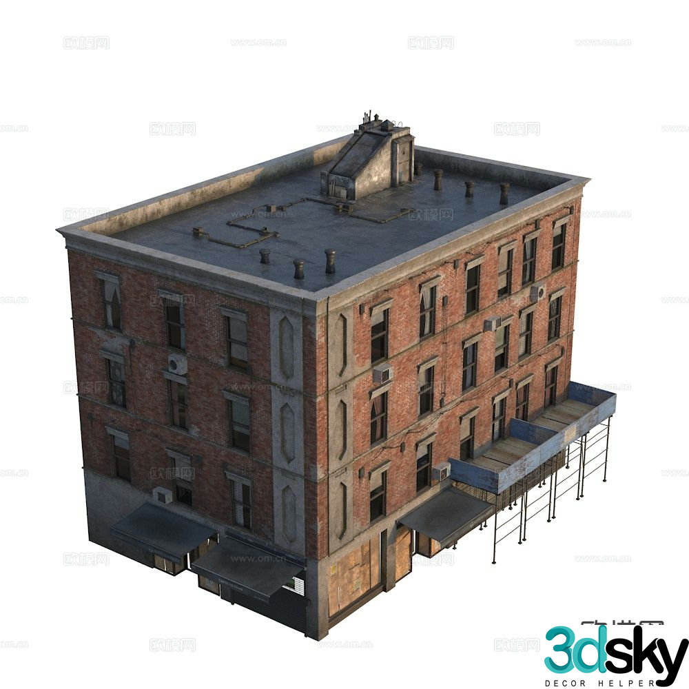 American residential building Western architecture New York building exterior 3d model