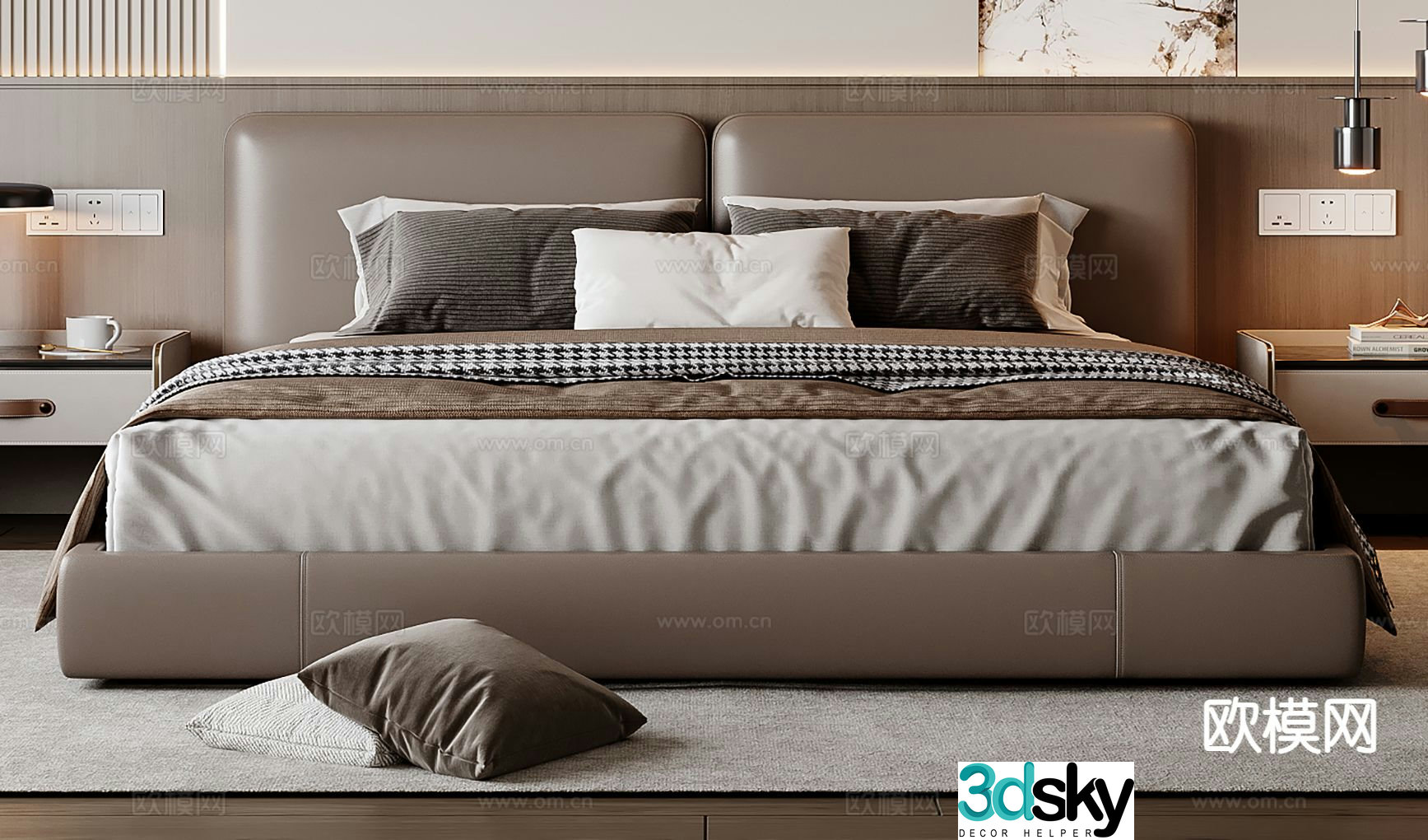 Italian double bed 3d model