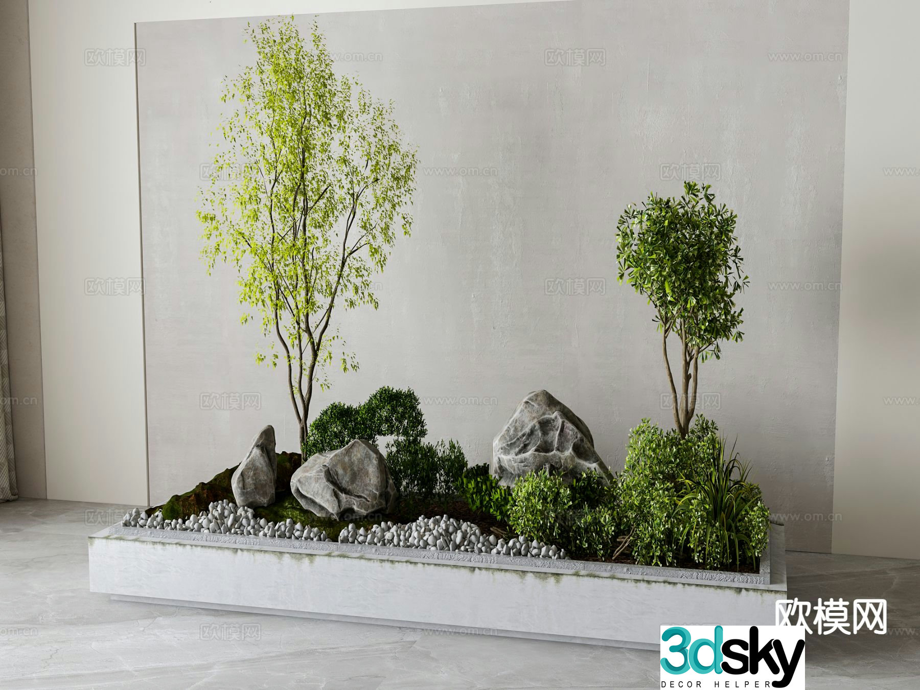 Modern flower bed rockery sketch 3d model