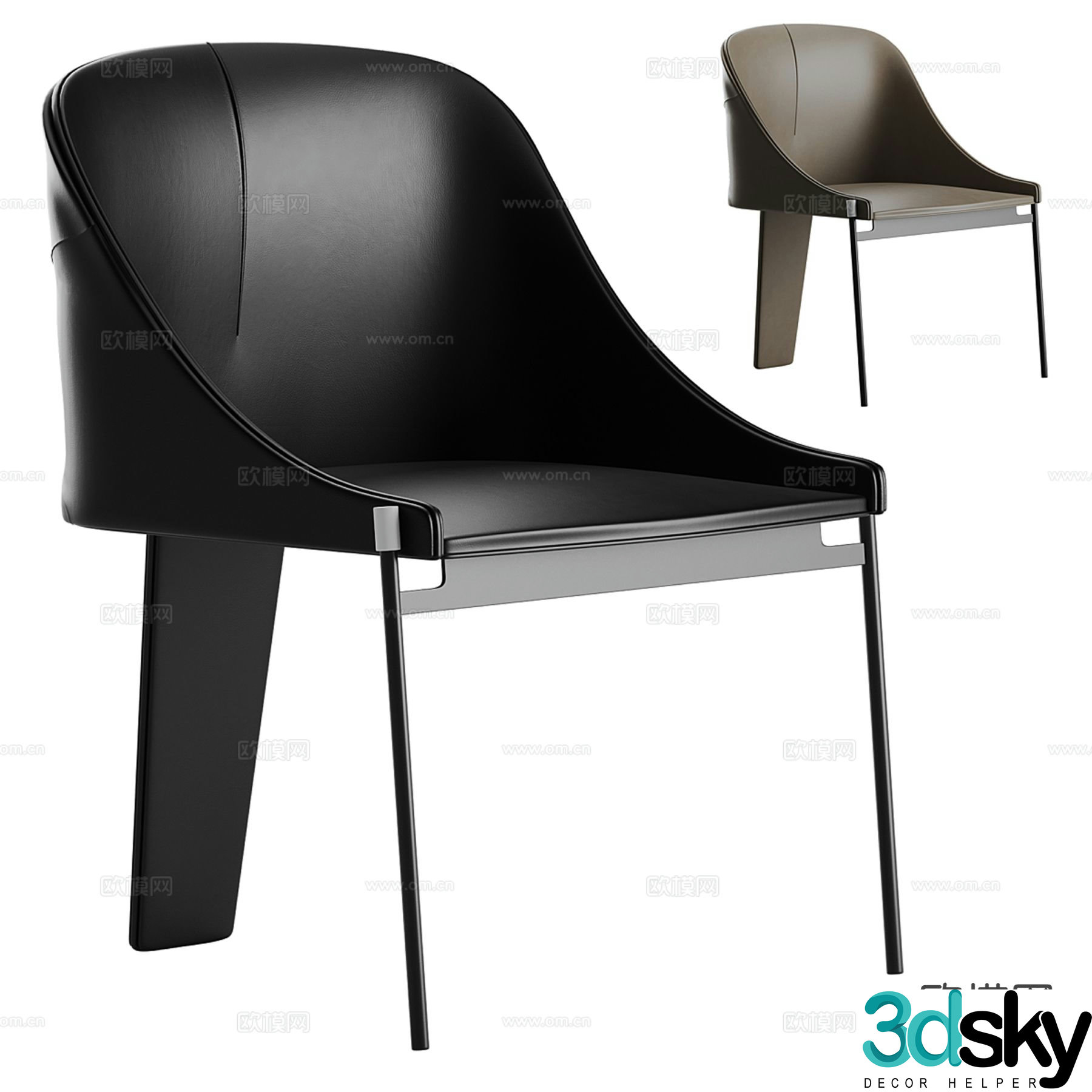 Lenzi modern leather chair single chair 3d model