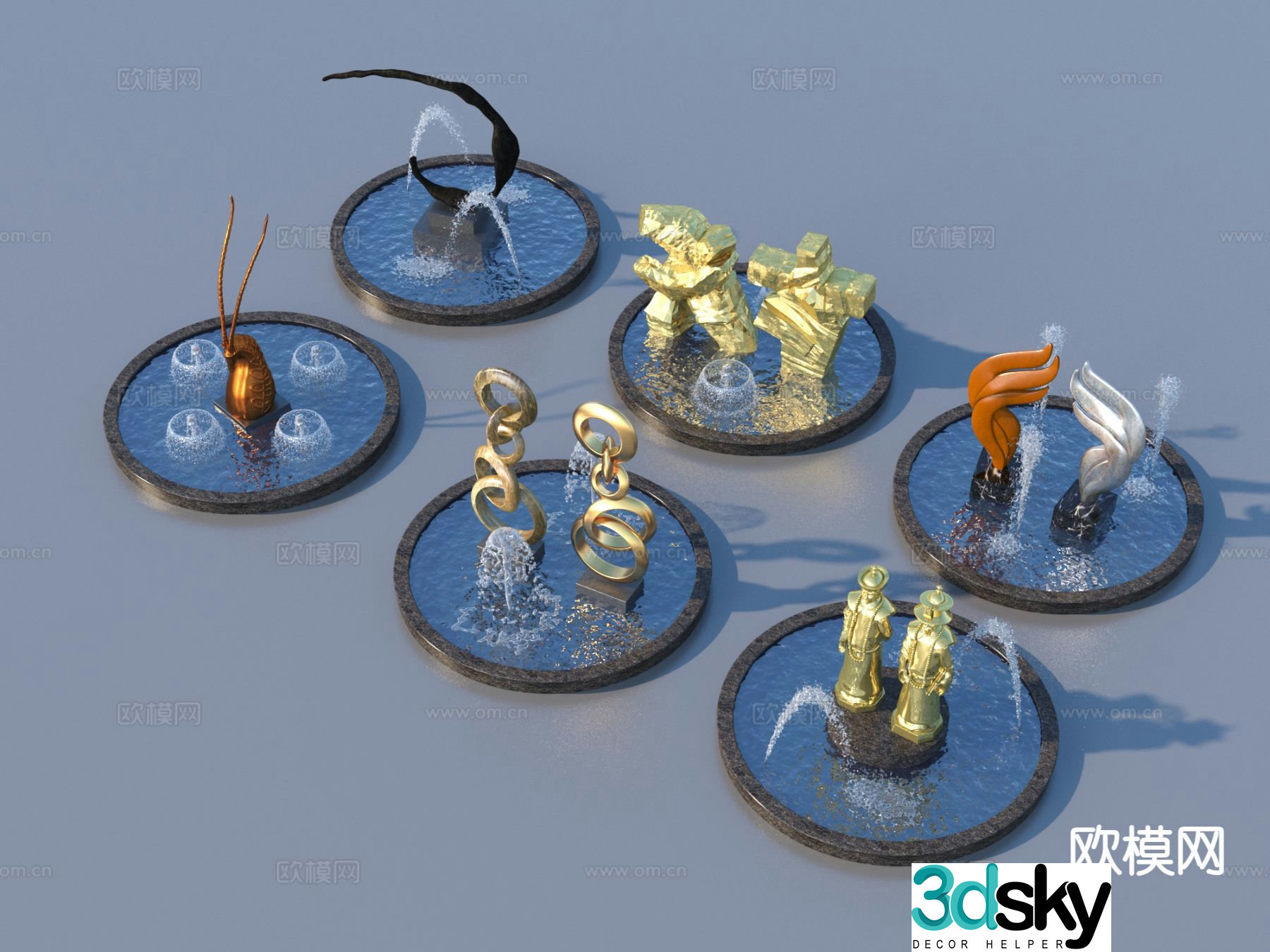 Urban sculpture waterscape landscape sketch 3d model