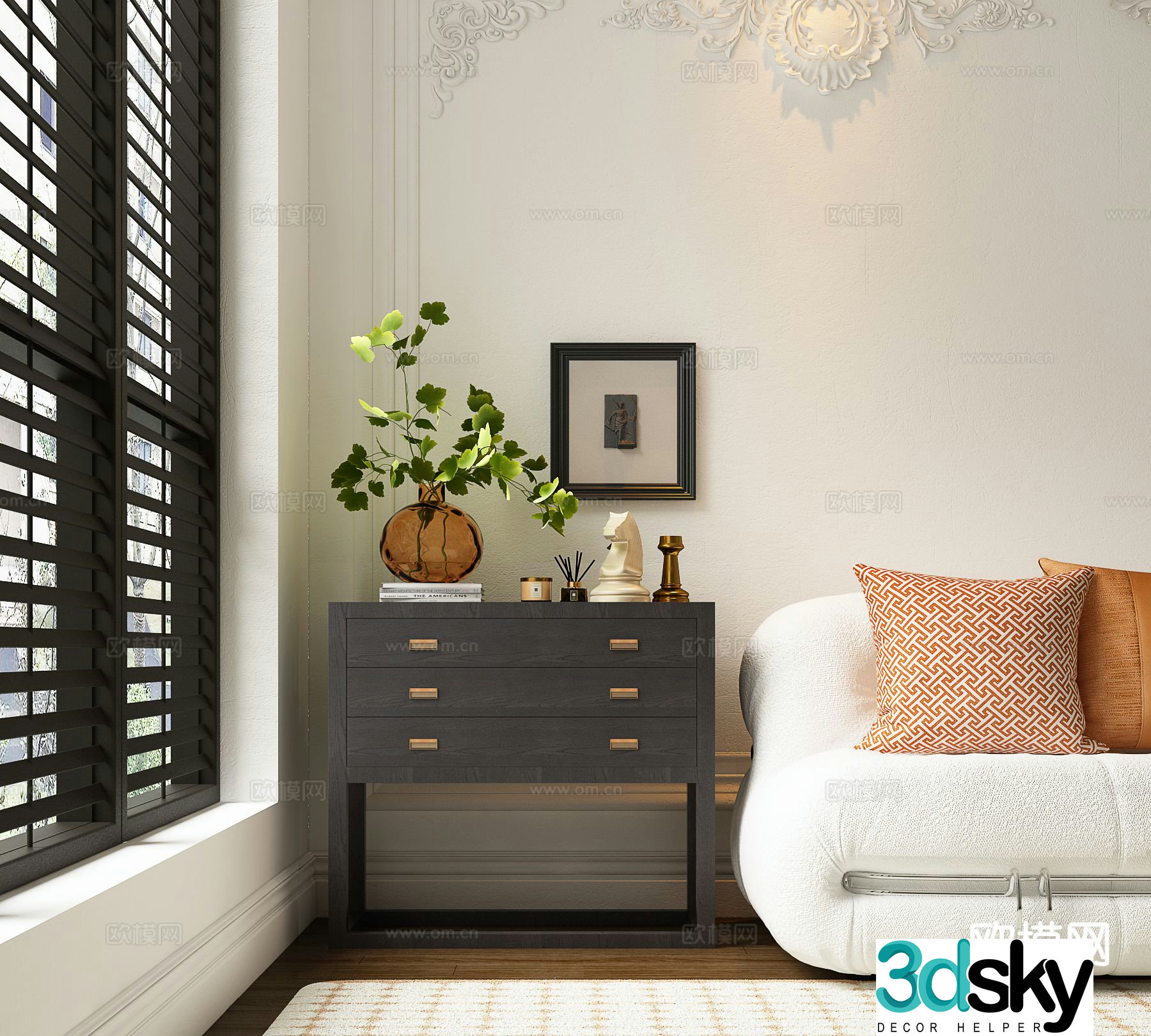 Modern bedside table 3d model
