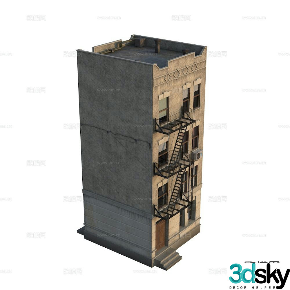American residential building Western architecture New York building exterior 3d model
