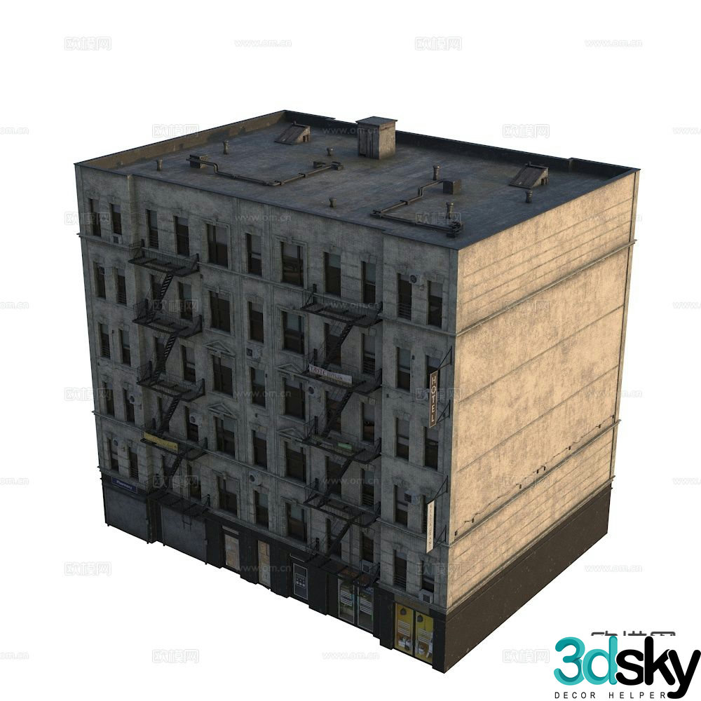European style residential building exterior 3D model