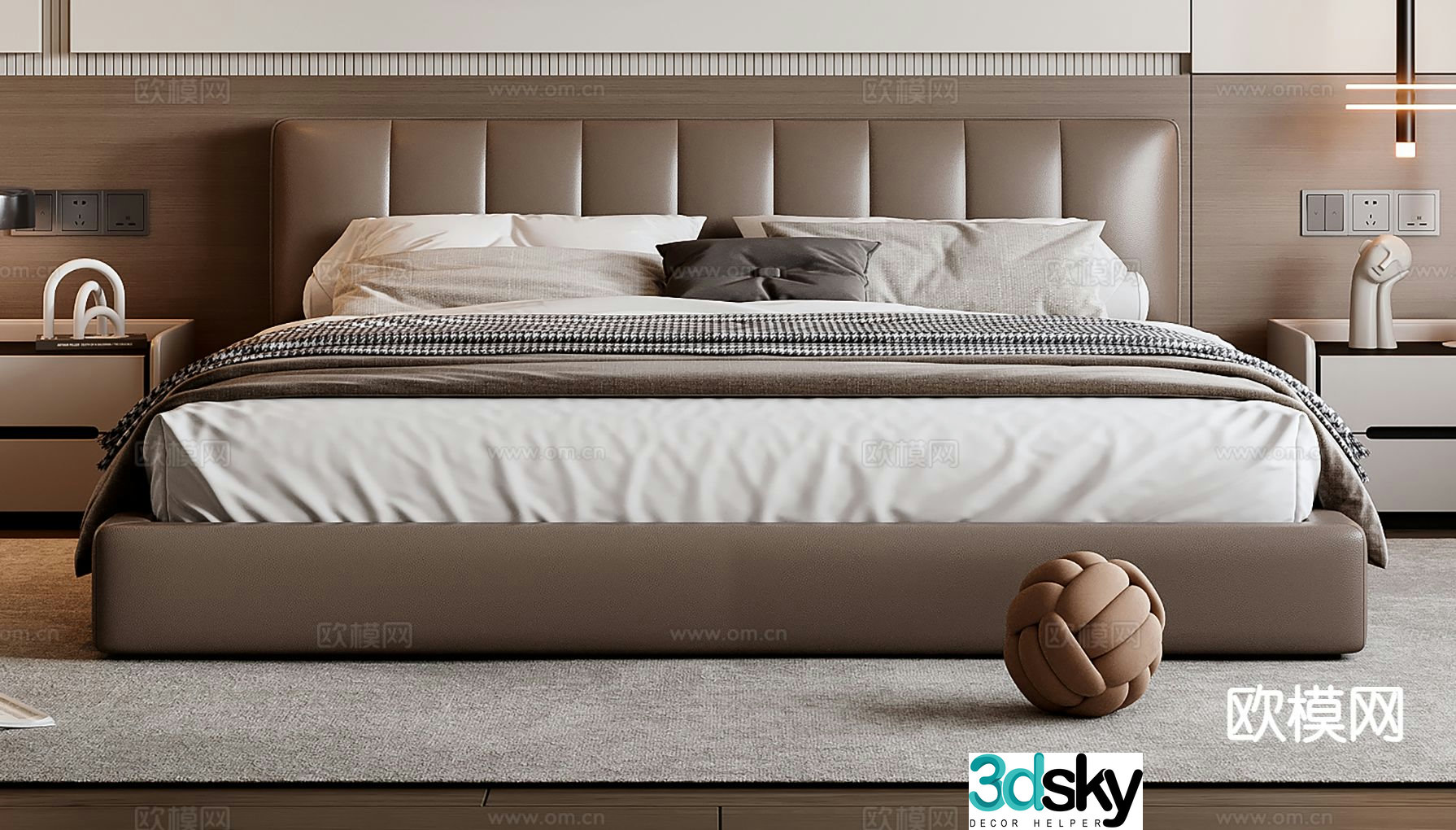 Italian double bed 3d model