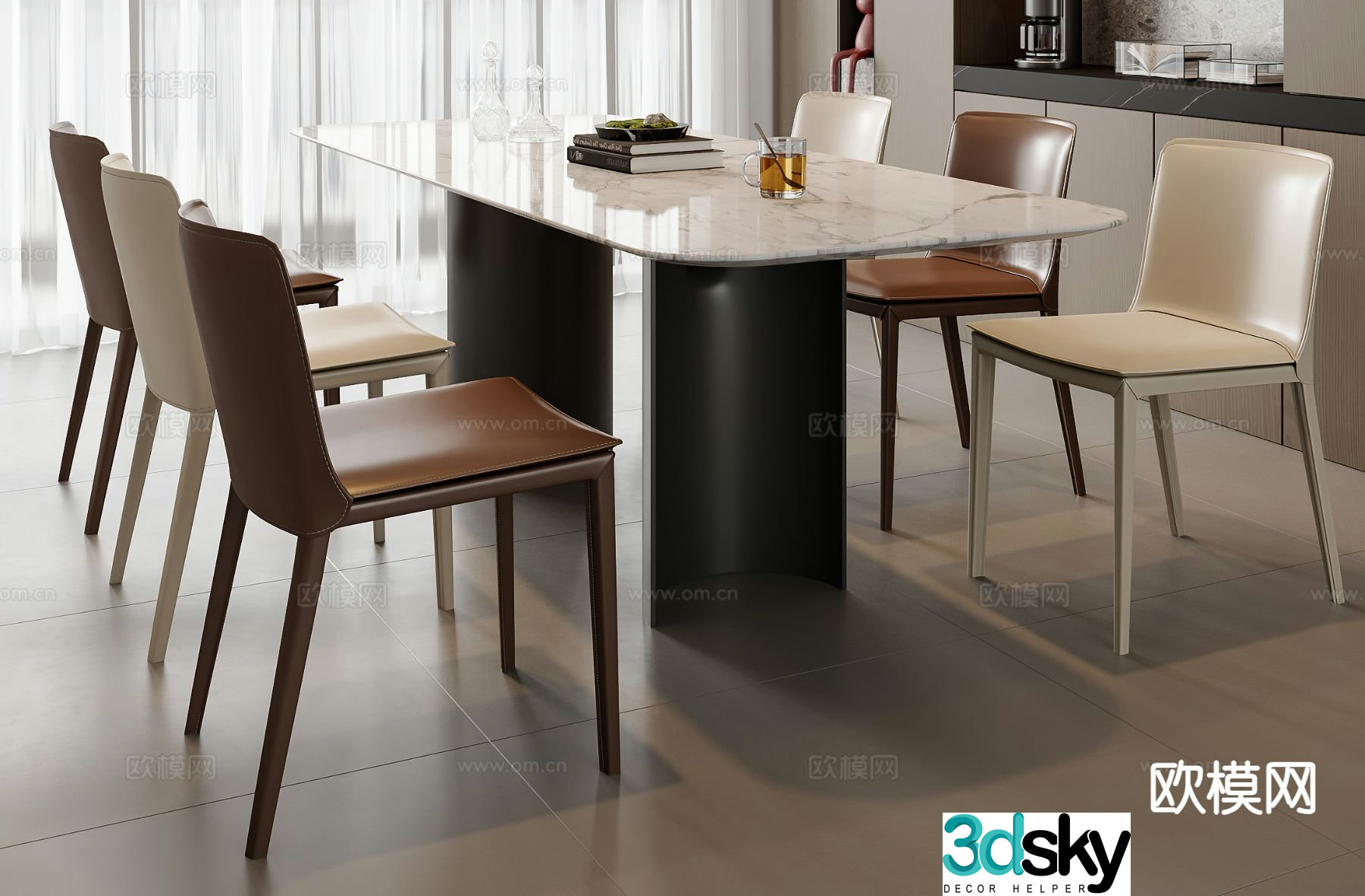 Italian dining table and chair 3D model