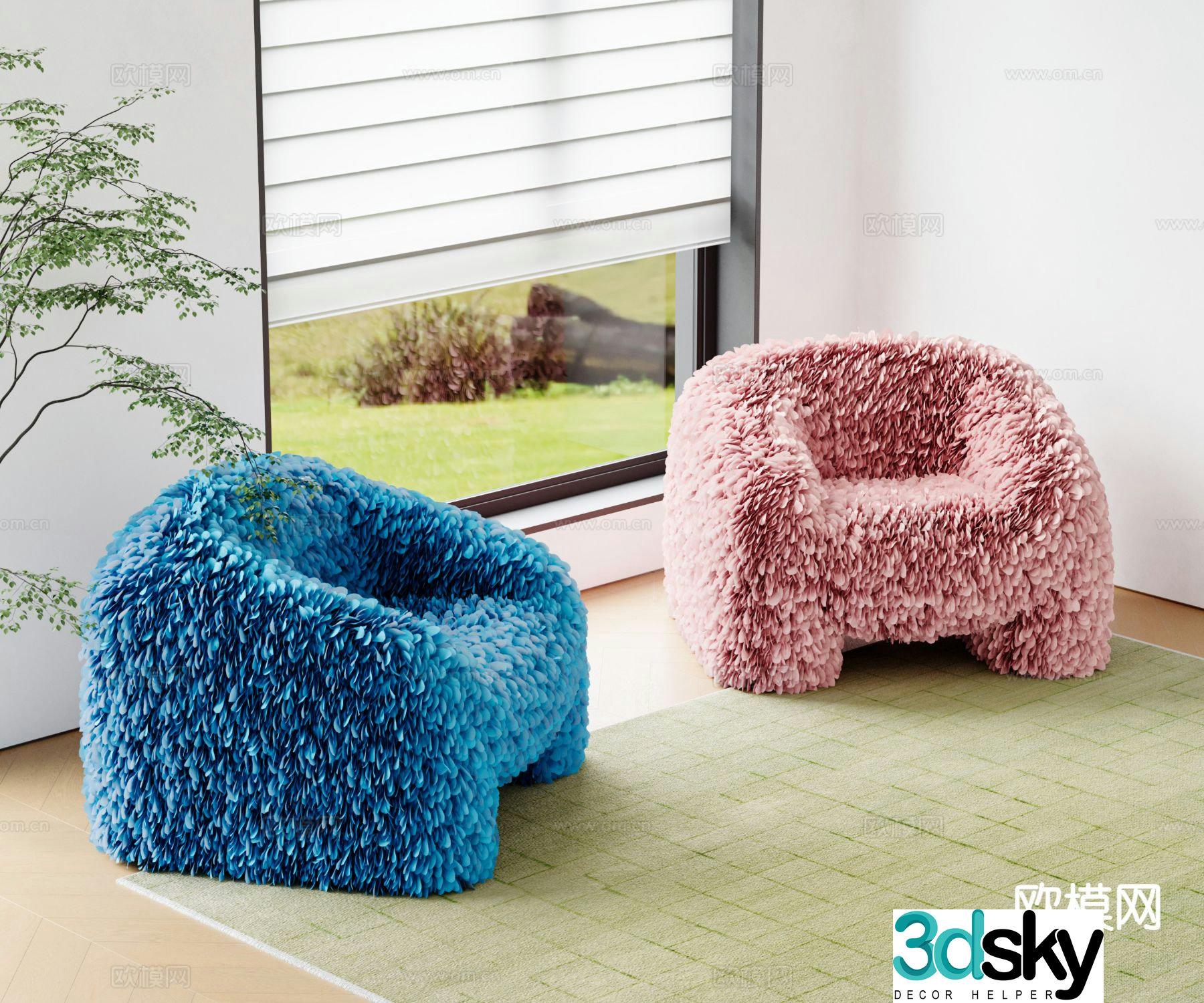 Nordic style single sofa 3d model
