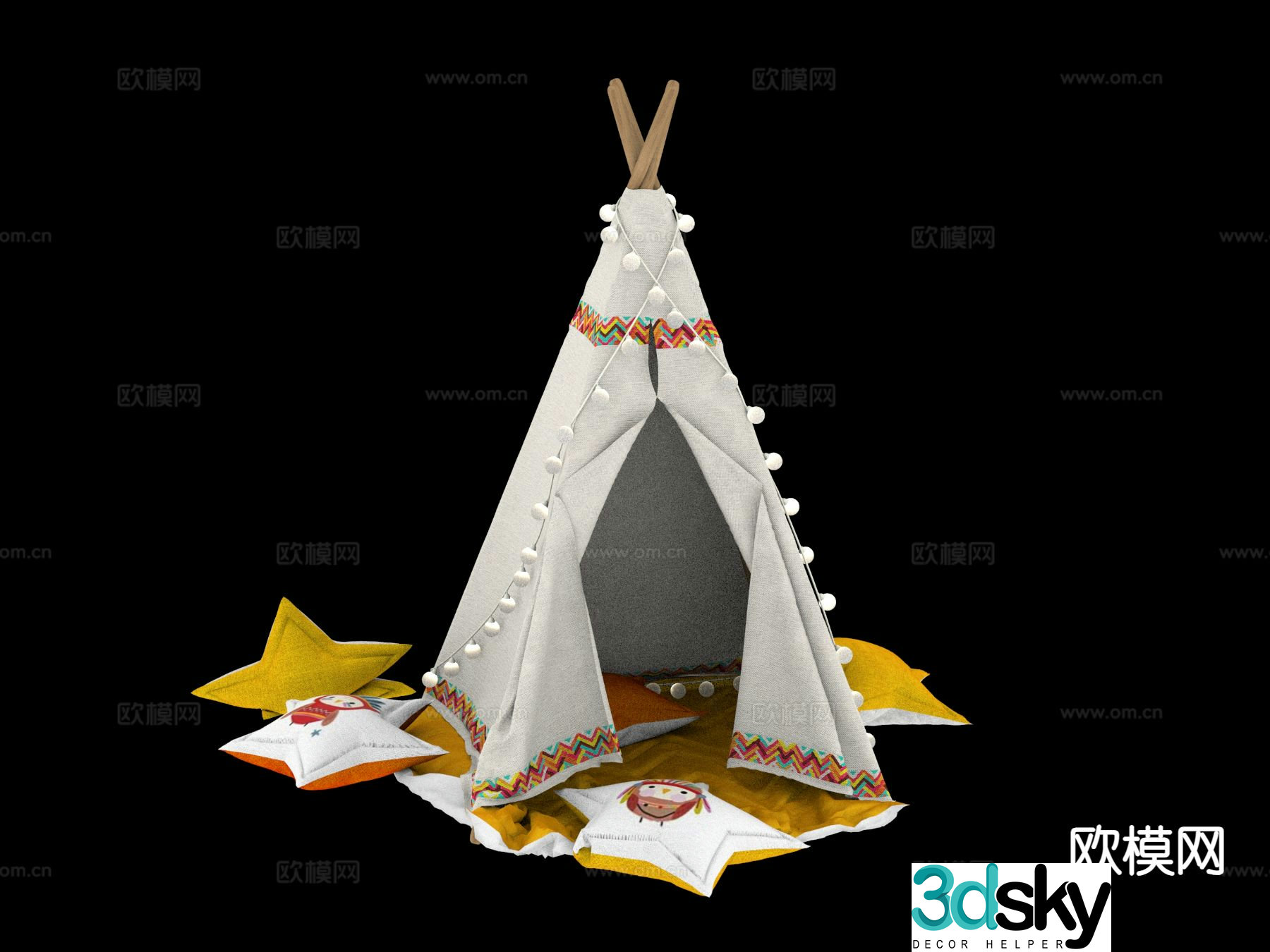 Modern small tent children’s tent 3d model