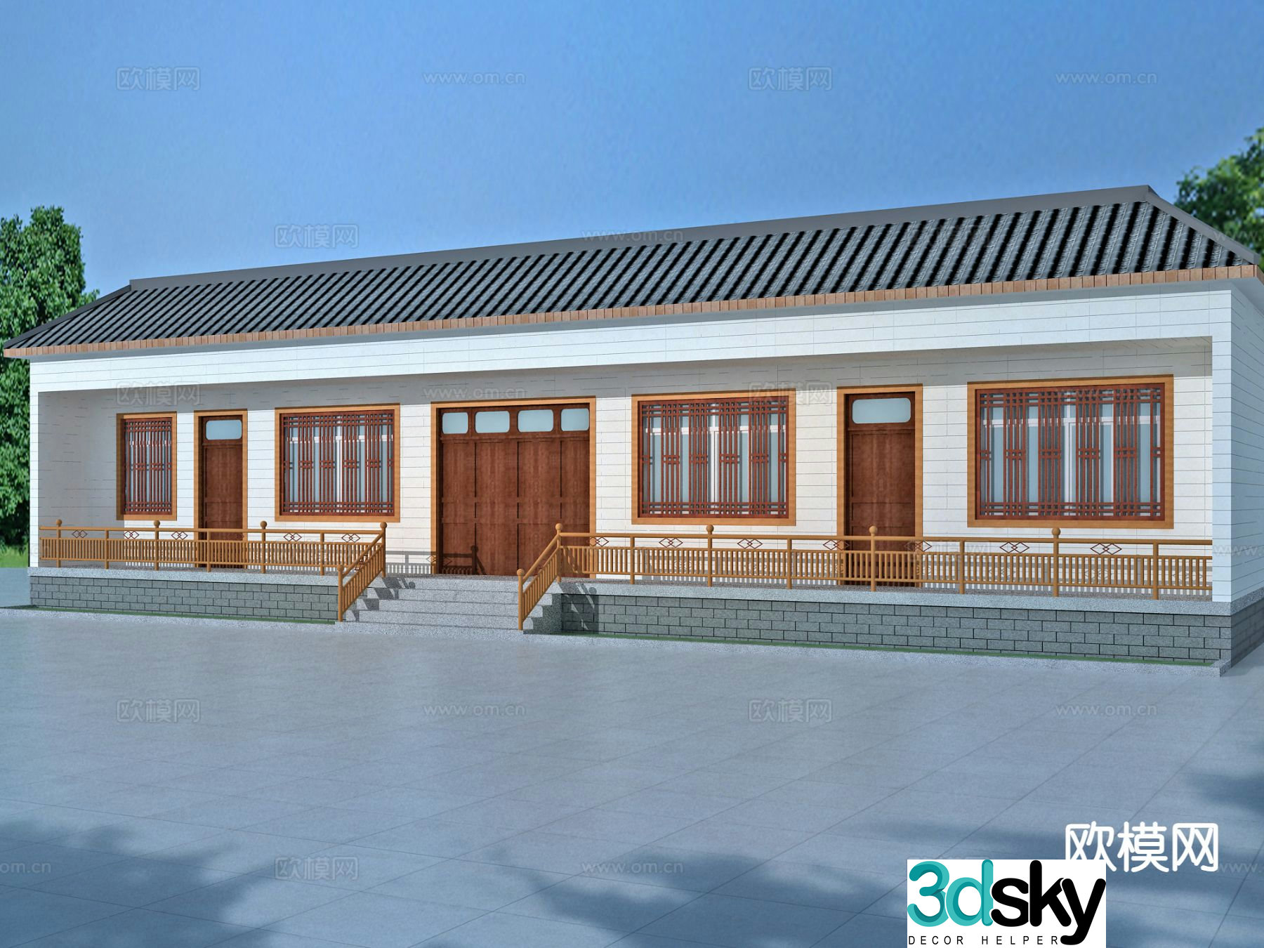 New Chinese style rural house traditional house renovation 3D model