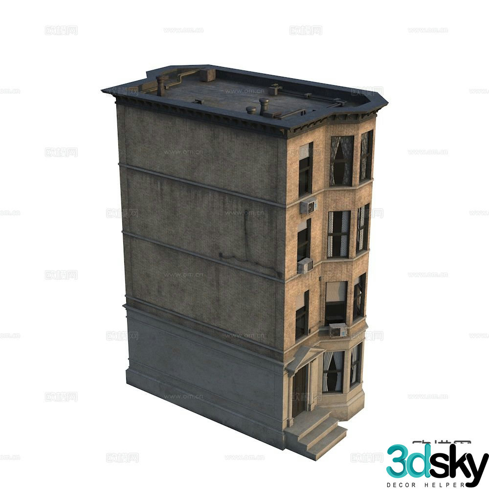 American residential building Western architecture New York building exterior 3d model