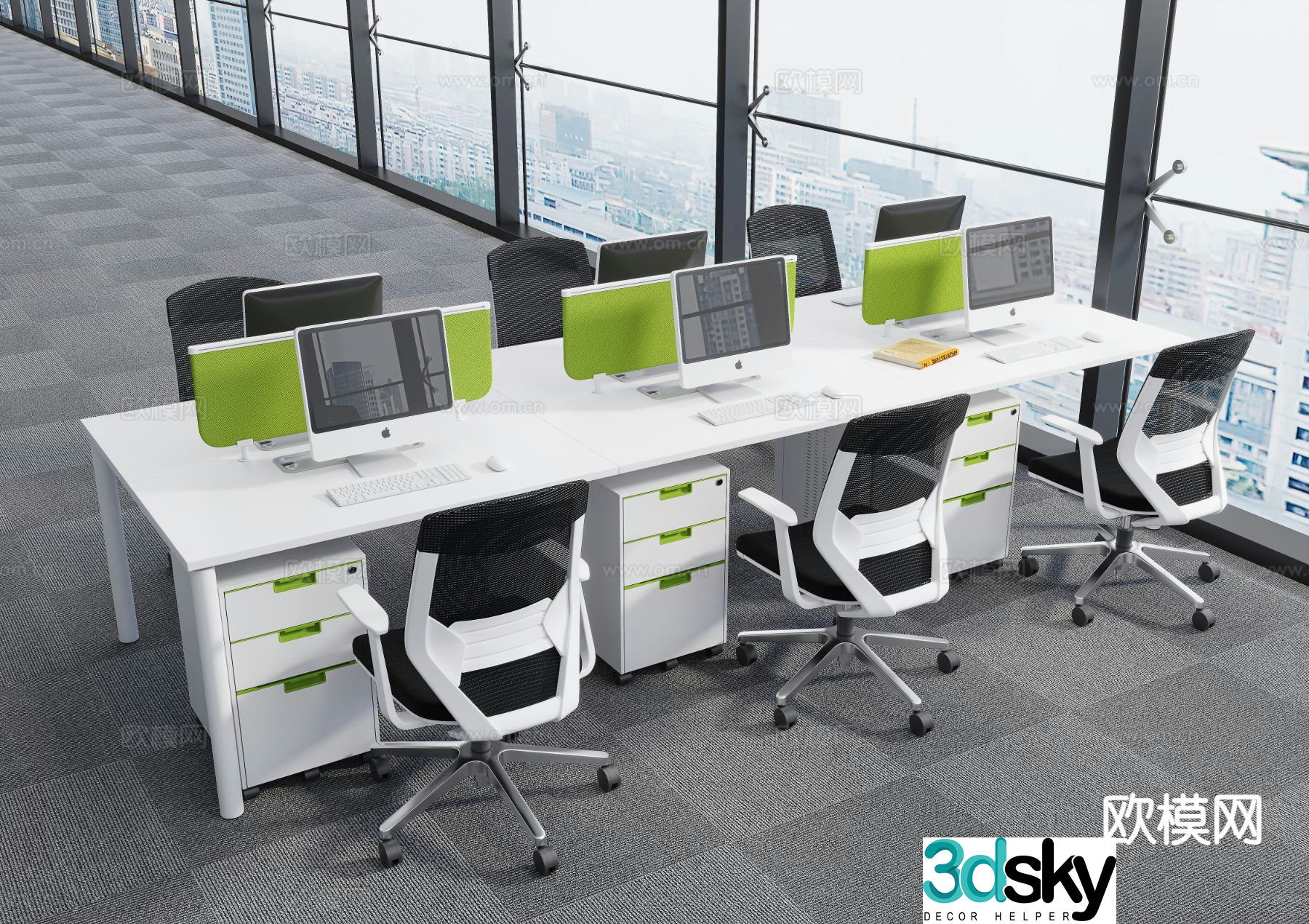 Modern office desk and chair 3d model
