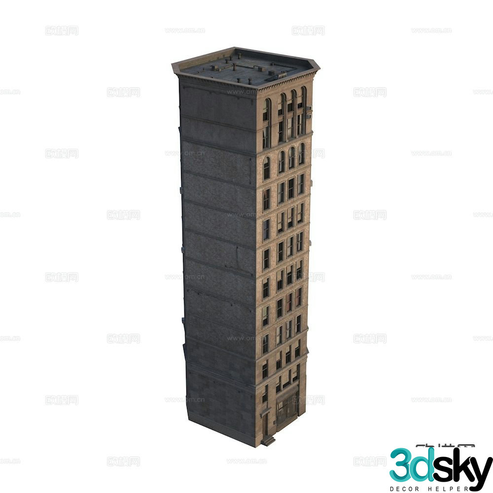 European style office building exterior 3D model