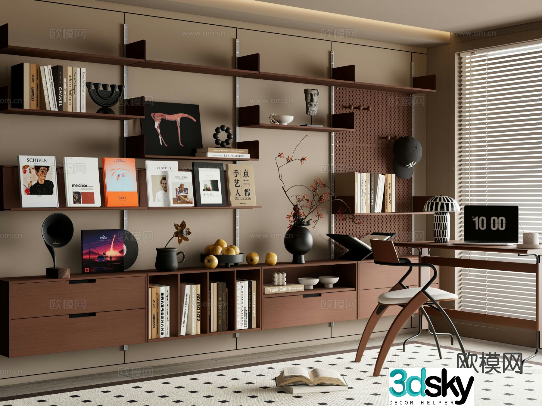 Medieval style bookcase bookshelf 3d model