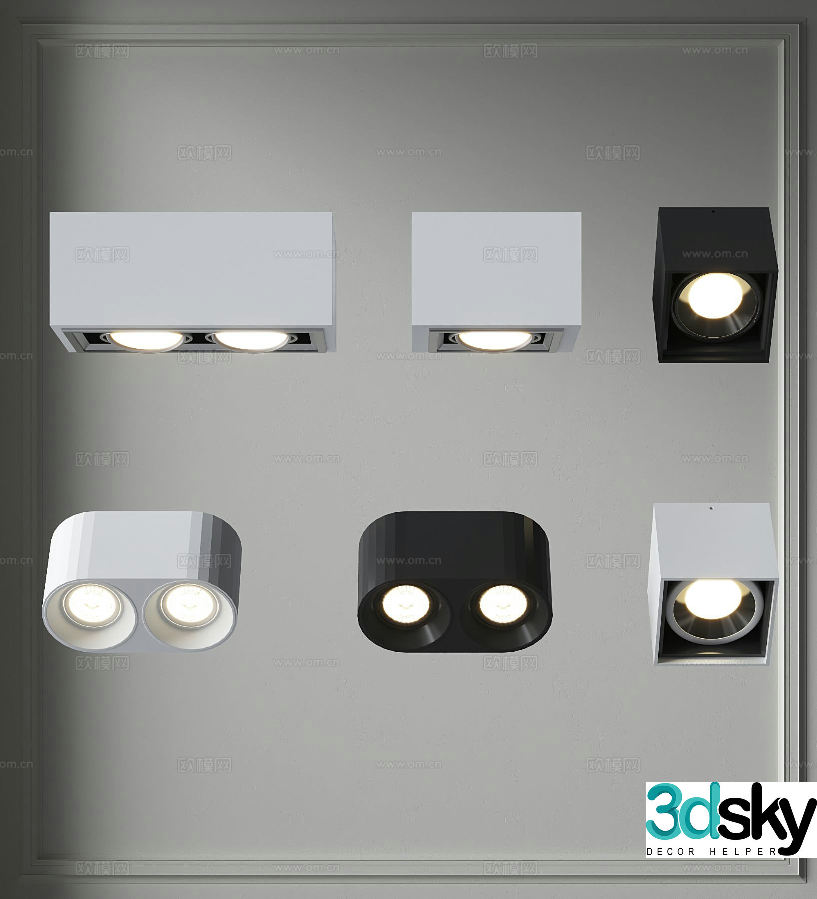 Modern downlight spotlight double hole downlight spotlight daring lamp 3d model