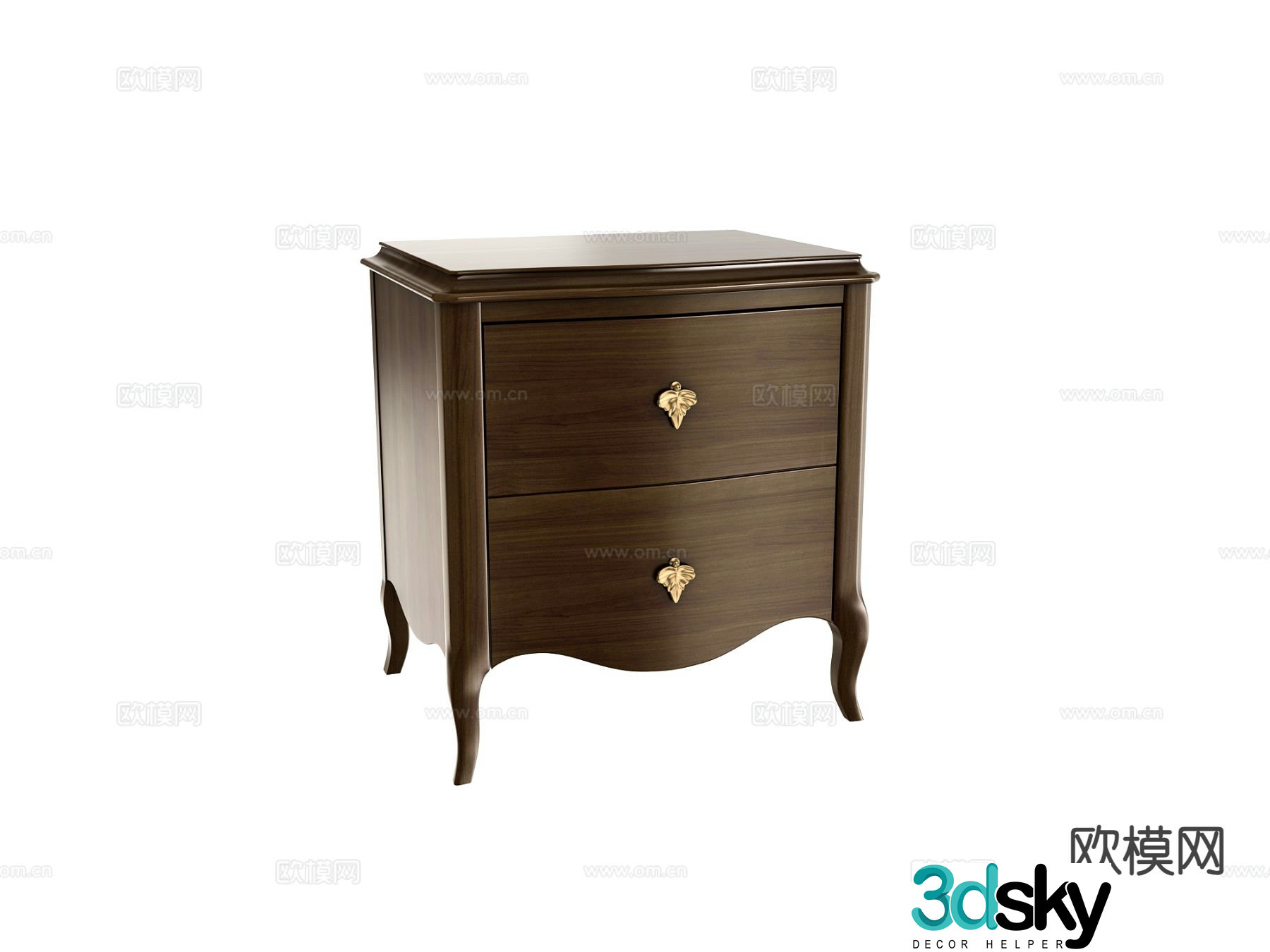 Simple European bedside table 3d model