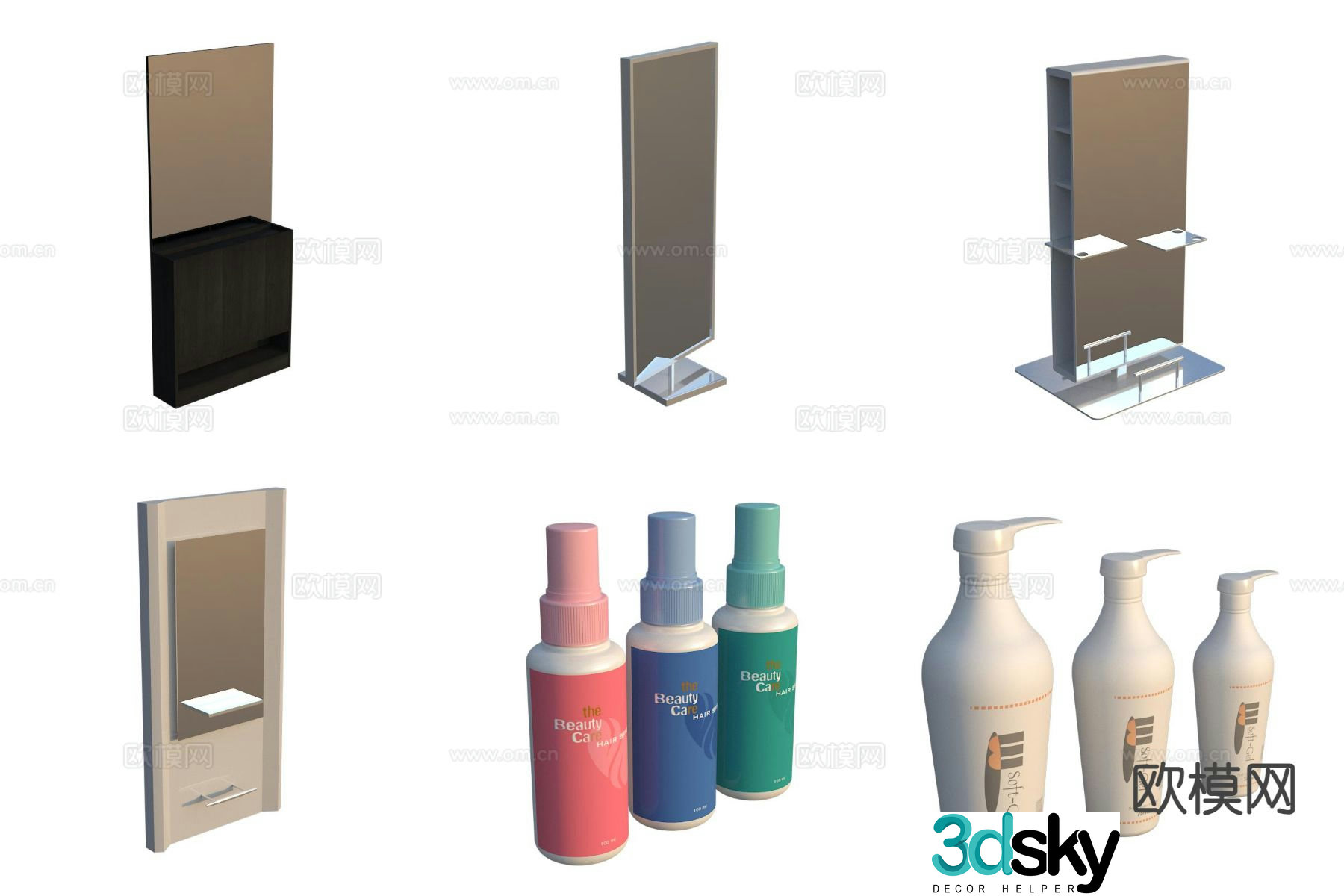 Barber shop equipment hair dye storage rack locker 3d model