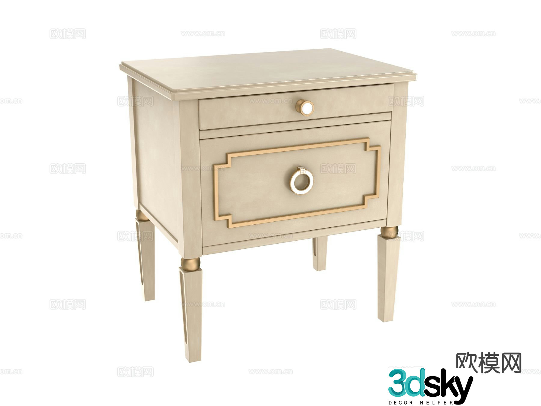 New Chinese style bedside table 3d model