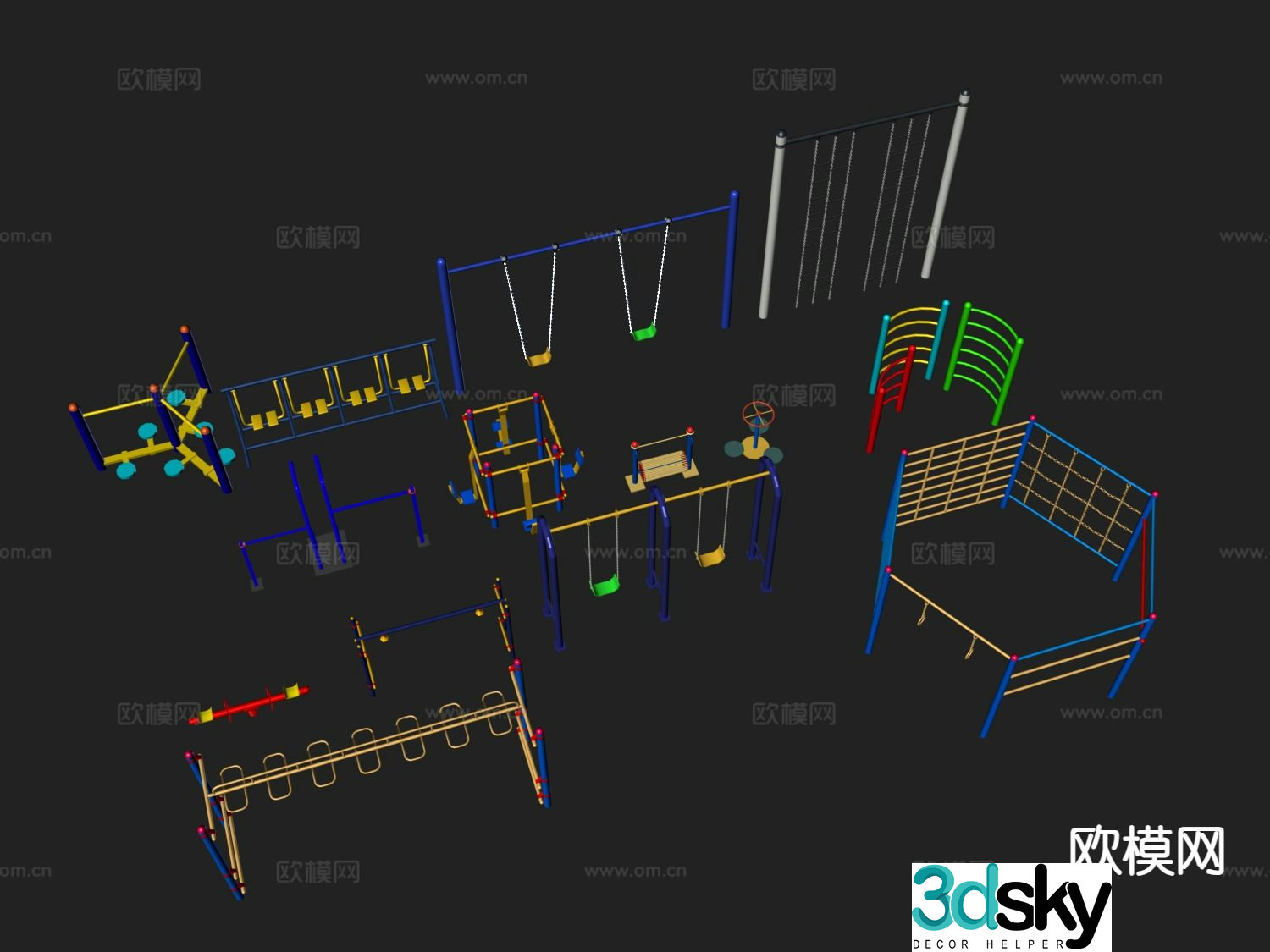 Sports fitness equipment outdoor fitness facilities 3d model
