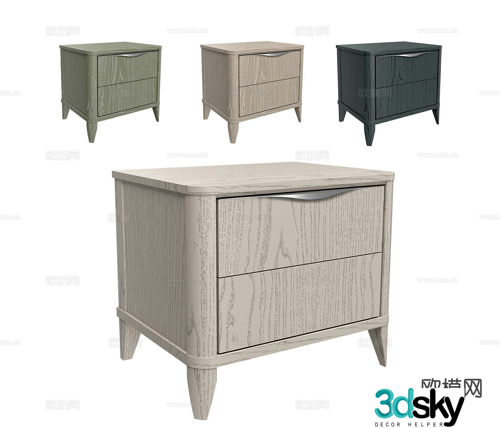 Modern solid wood bedside table 3d model