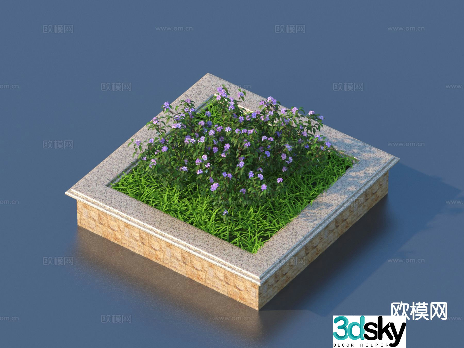Flower pond flower bed seat landscape sketch 3d model