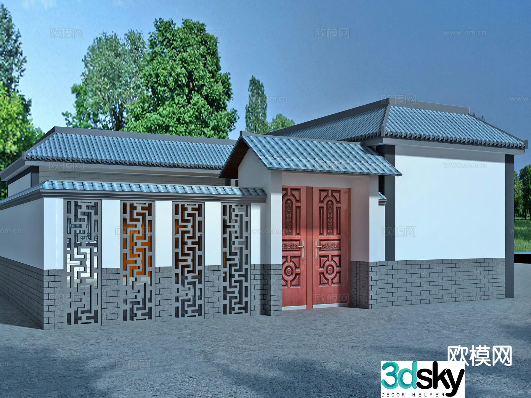 New Chinese style rural house traditional house renovation 3D model