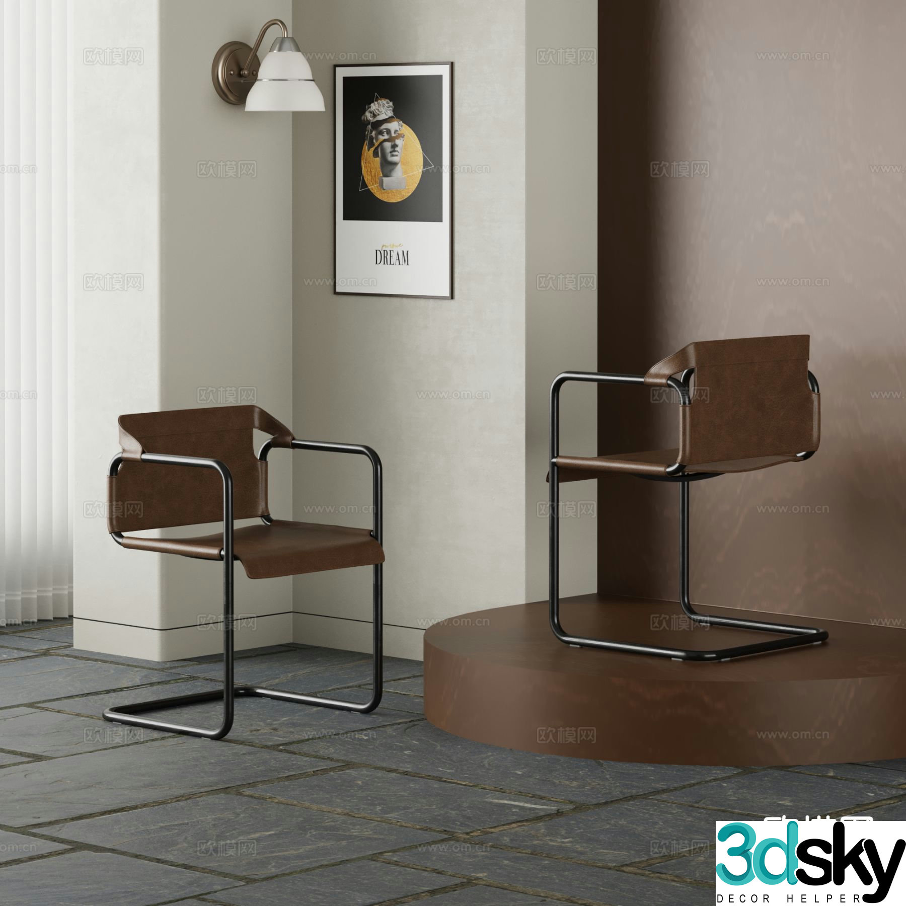 Modern chair dining chair single chair 3d model