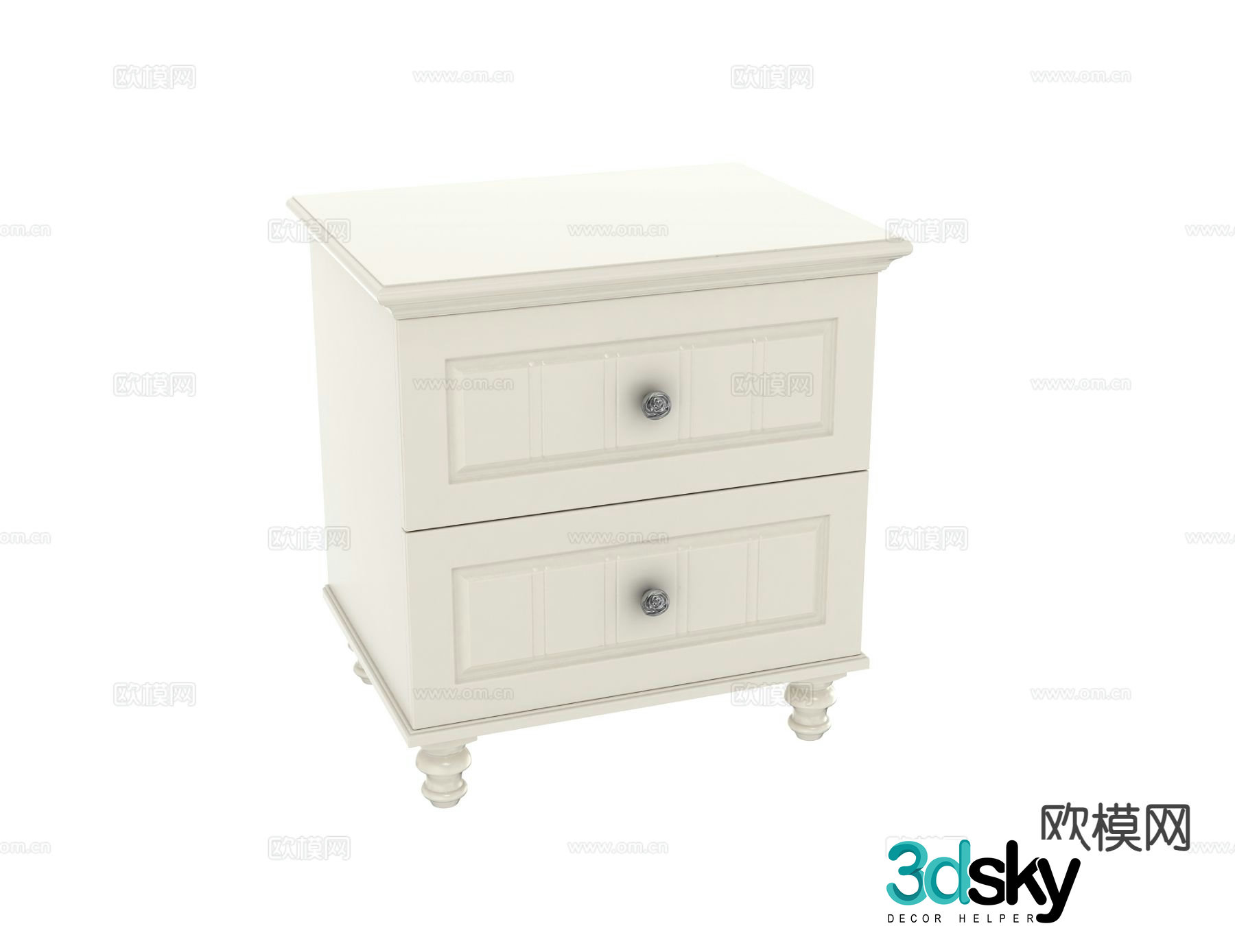 Simple European bedside table 3d model