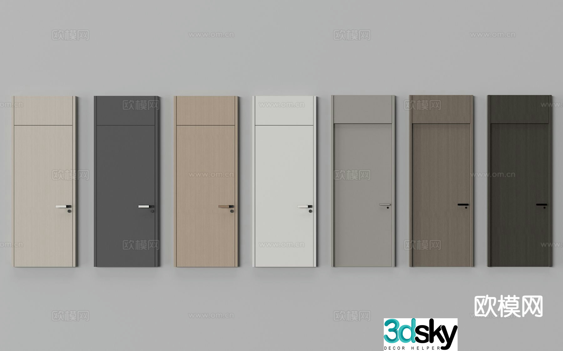 Modern door guest room door single door swing door 3d model