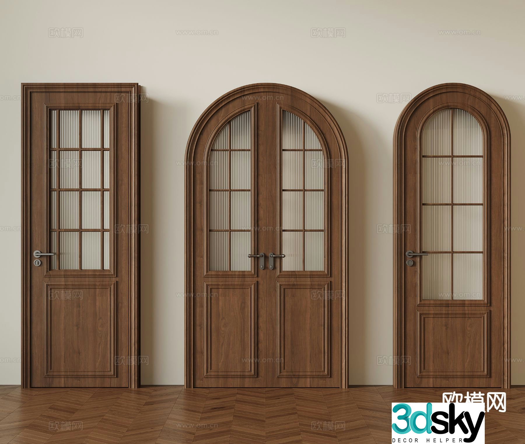 French door kitchen door single door double door glass door 3d model