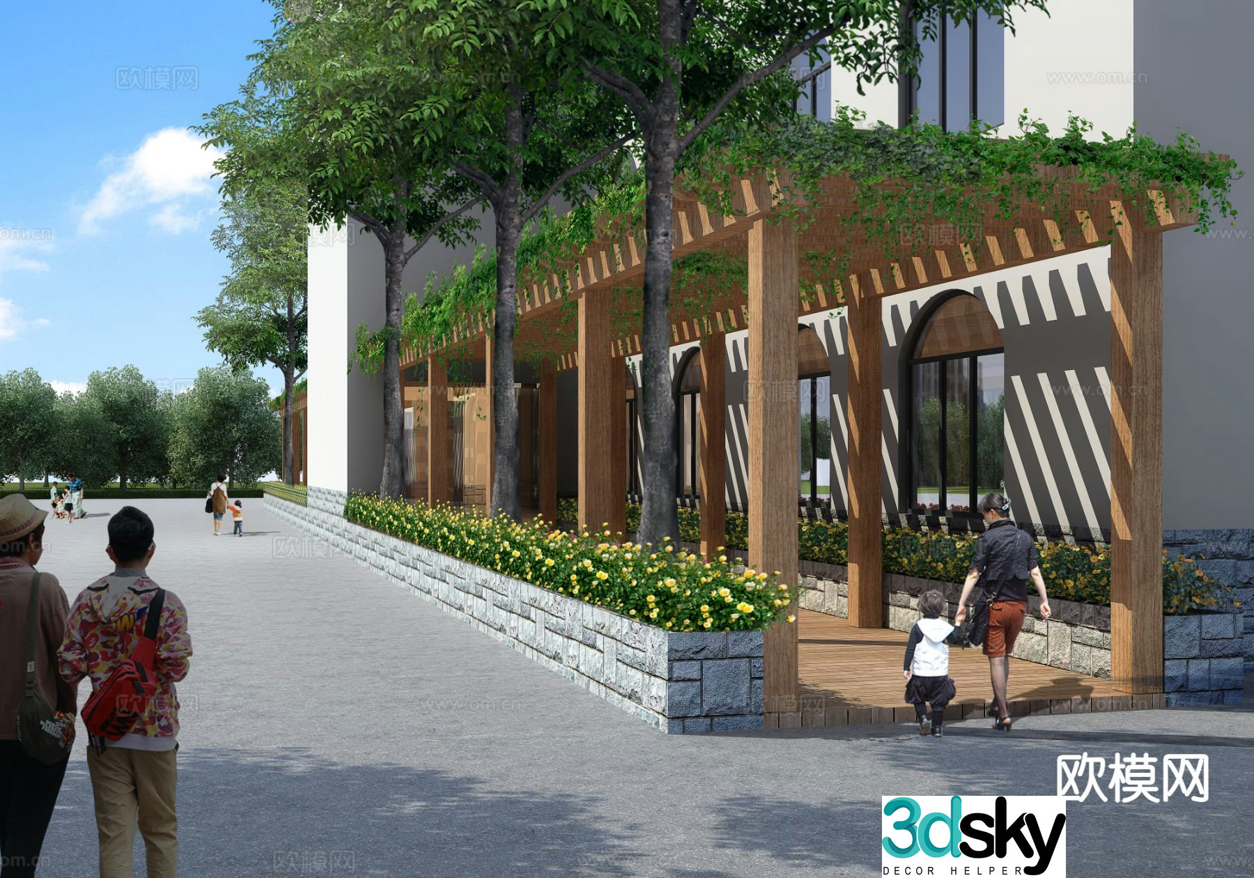 New Chinese style corridor corridor 3D model