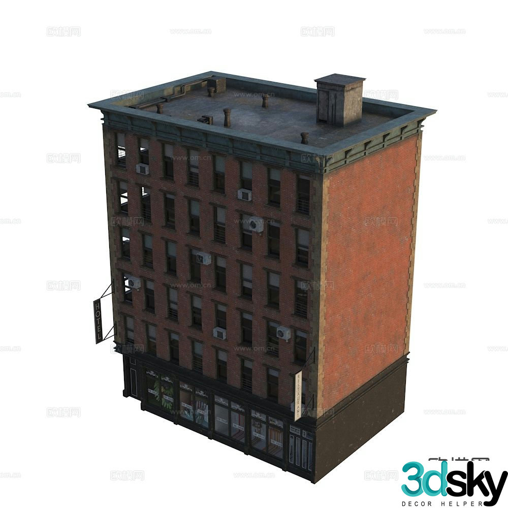 European style residential building exterior 3D model