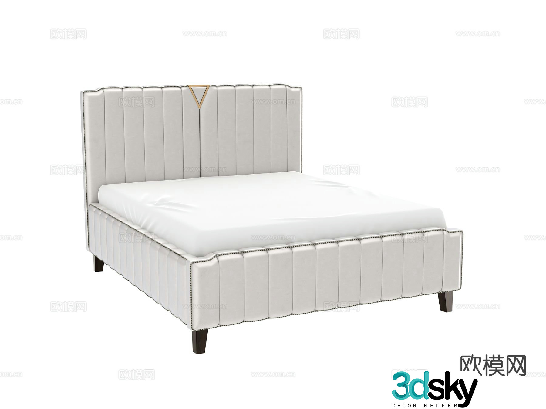 Simple European double bed 3d model