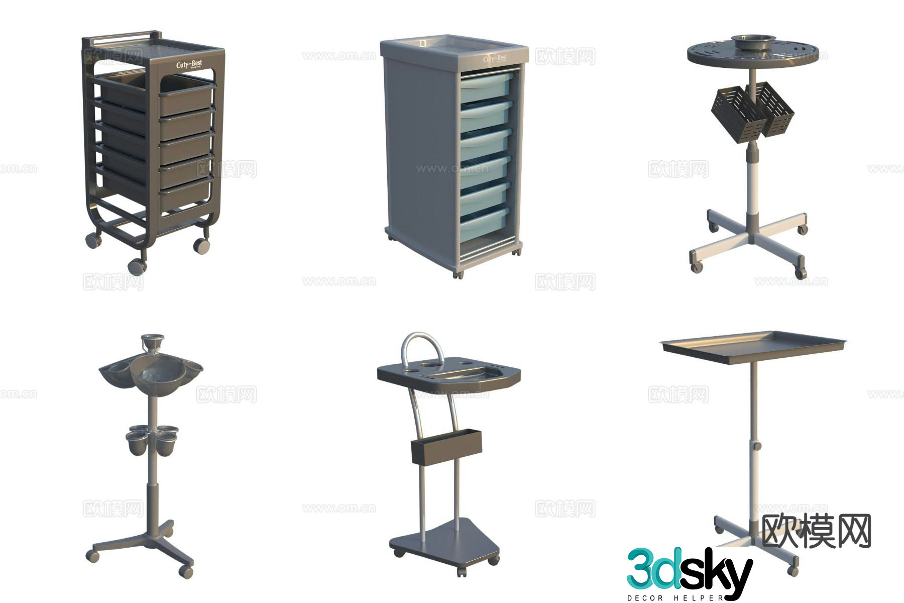 Barber shop equipment storage rack locker 3d model