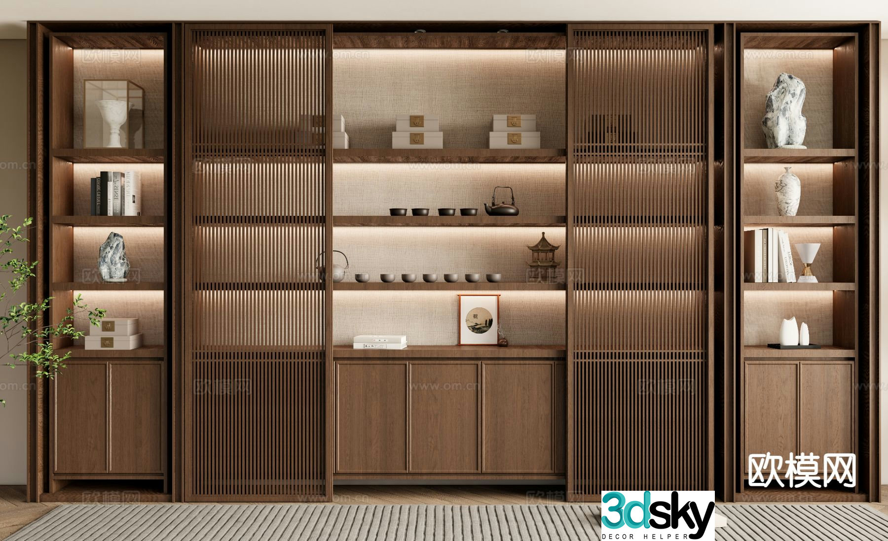 New Chinese bookcase 3D model