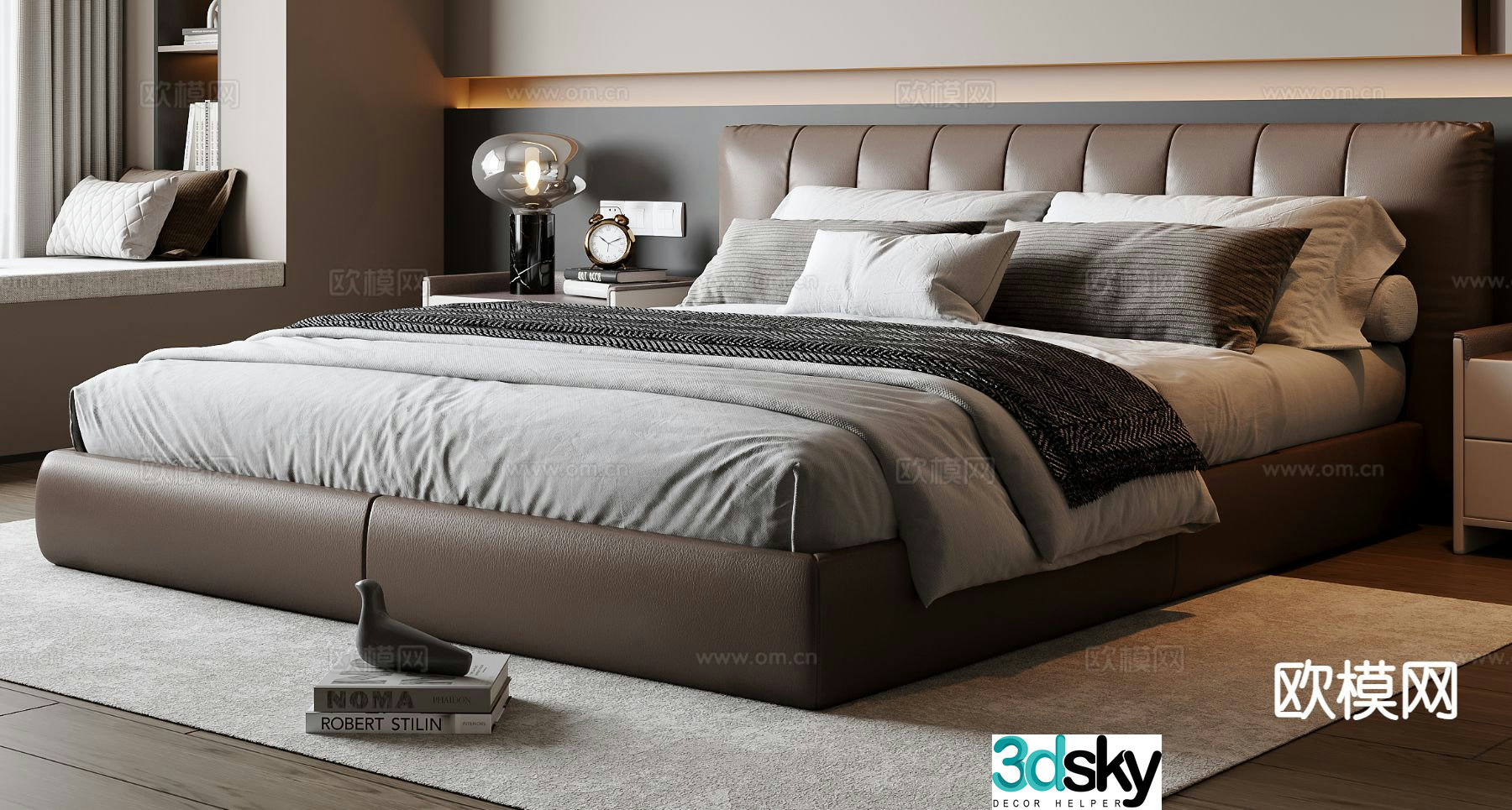 Italian double bed 3d model