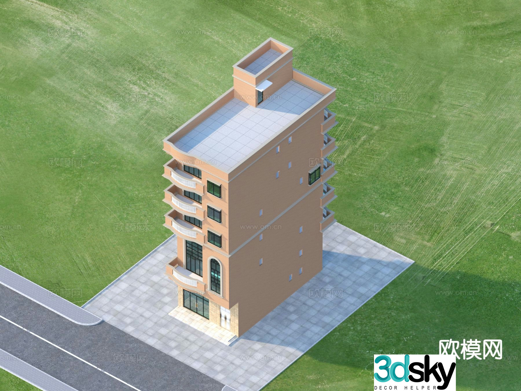 Modern self-built house building exterior 3d model