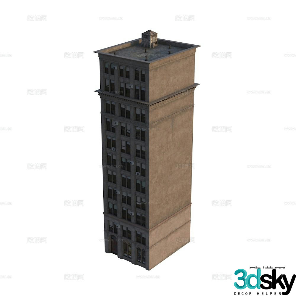 European style residential building exterior 3D model
