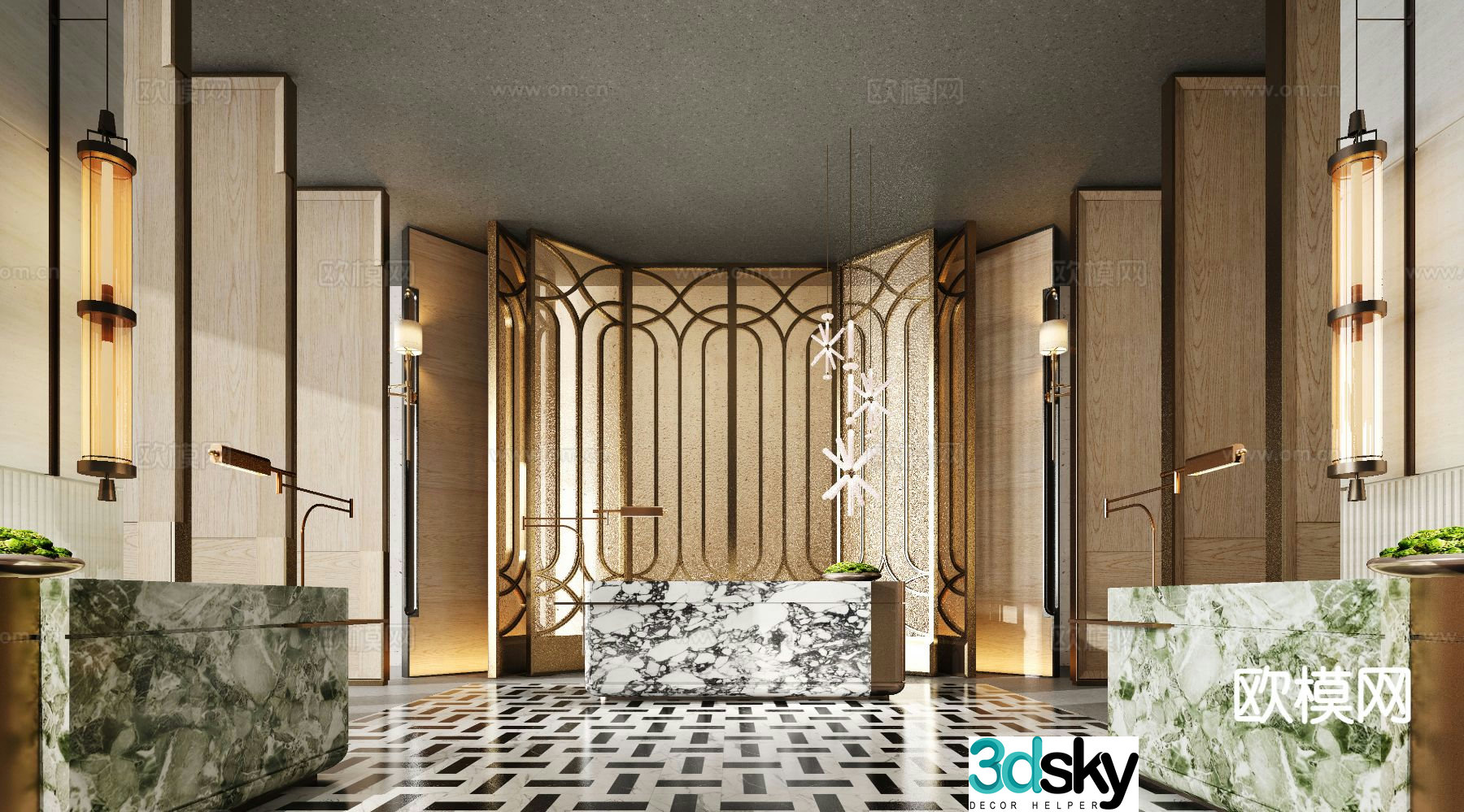 Italian office front desk 3D model