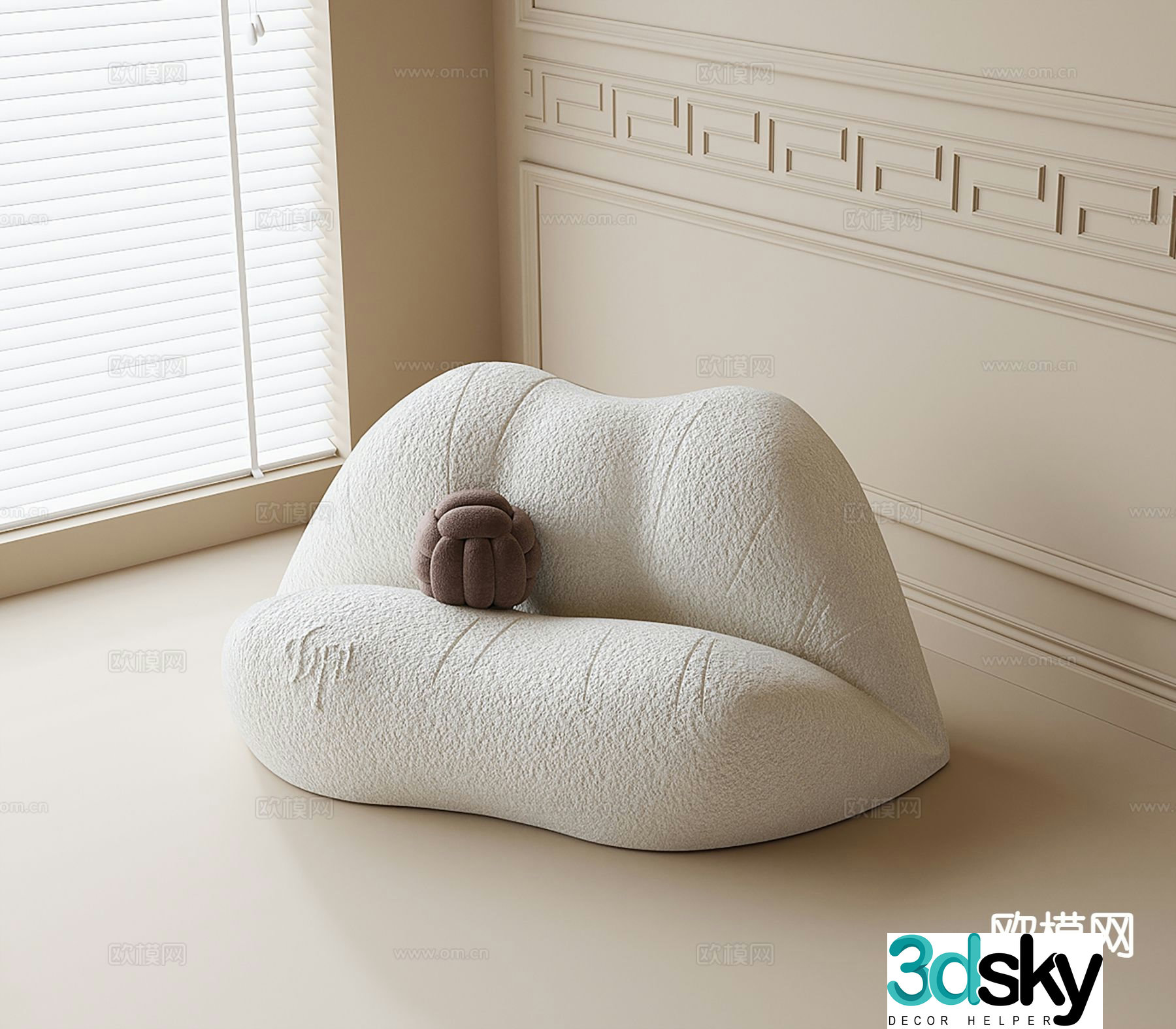 Cream style lazy sofa leisure sofa 3d model
