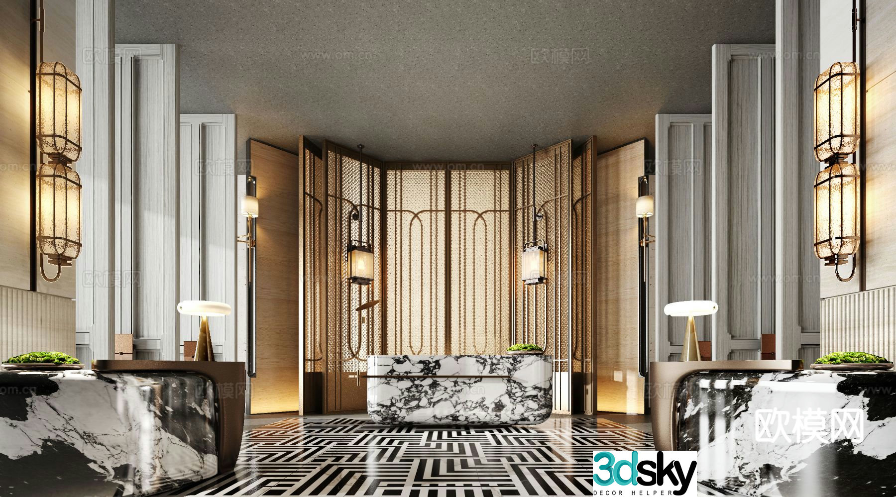 Italian office front desk 3D model