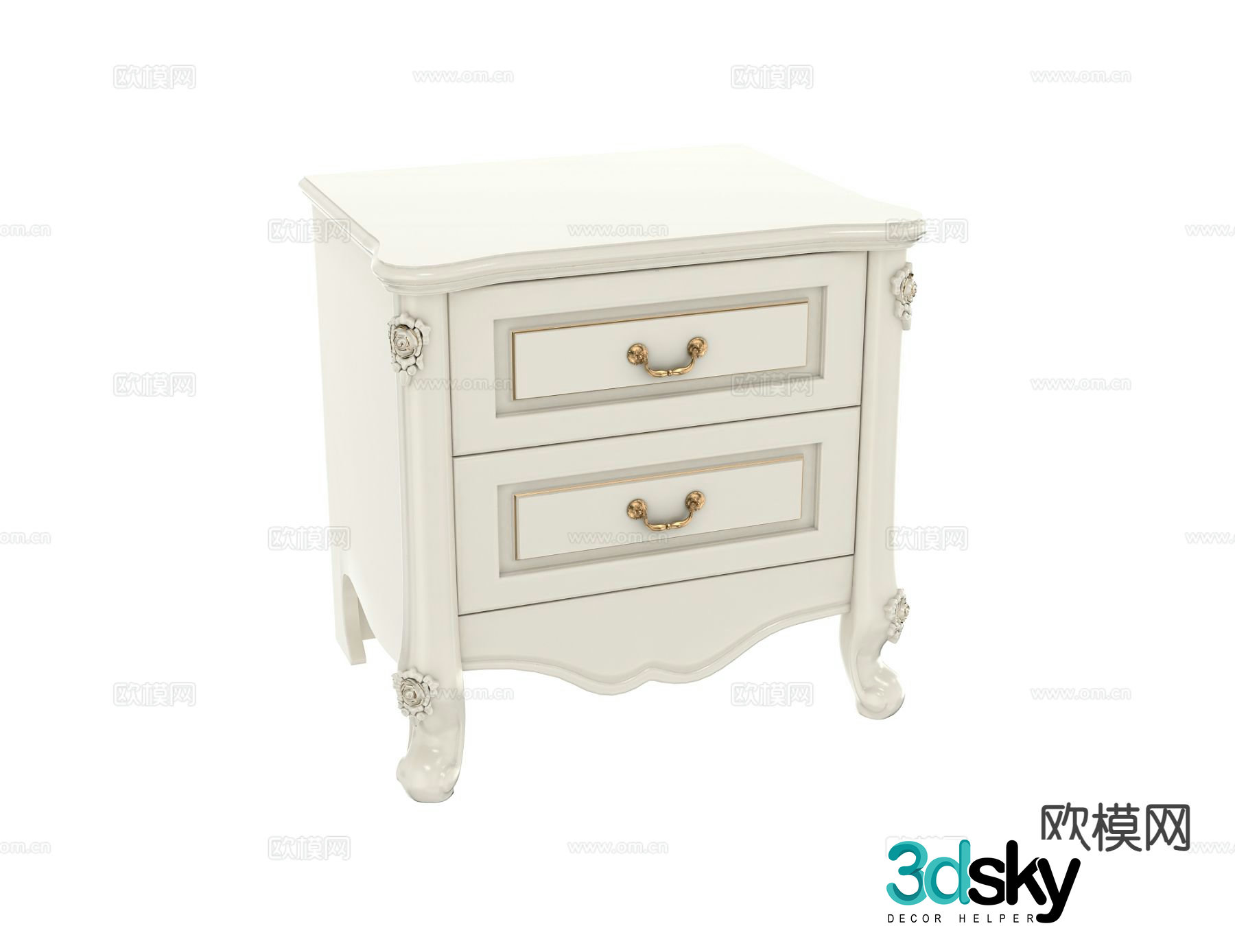 European style bedside table 3d model