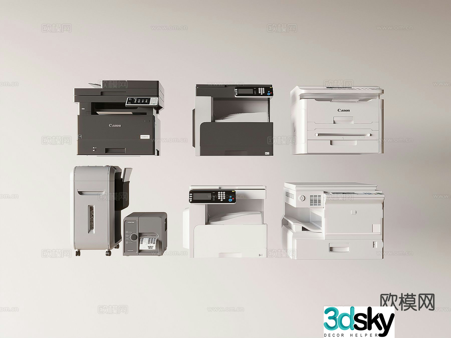 Printer Copier Scanner Fax Machine Laser Printer Shredder Office Supplies 3D Model