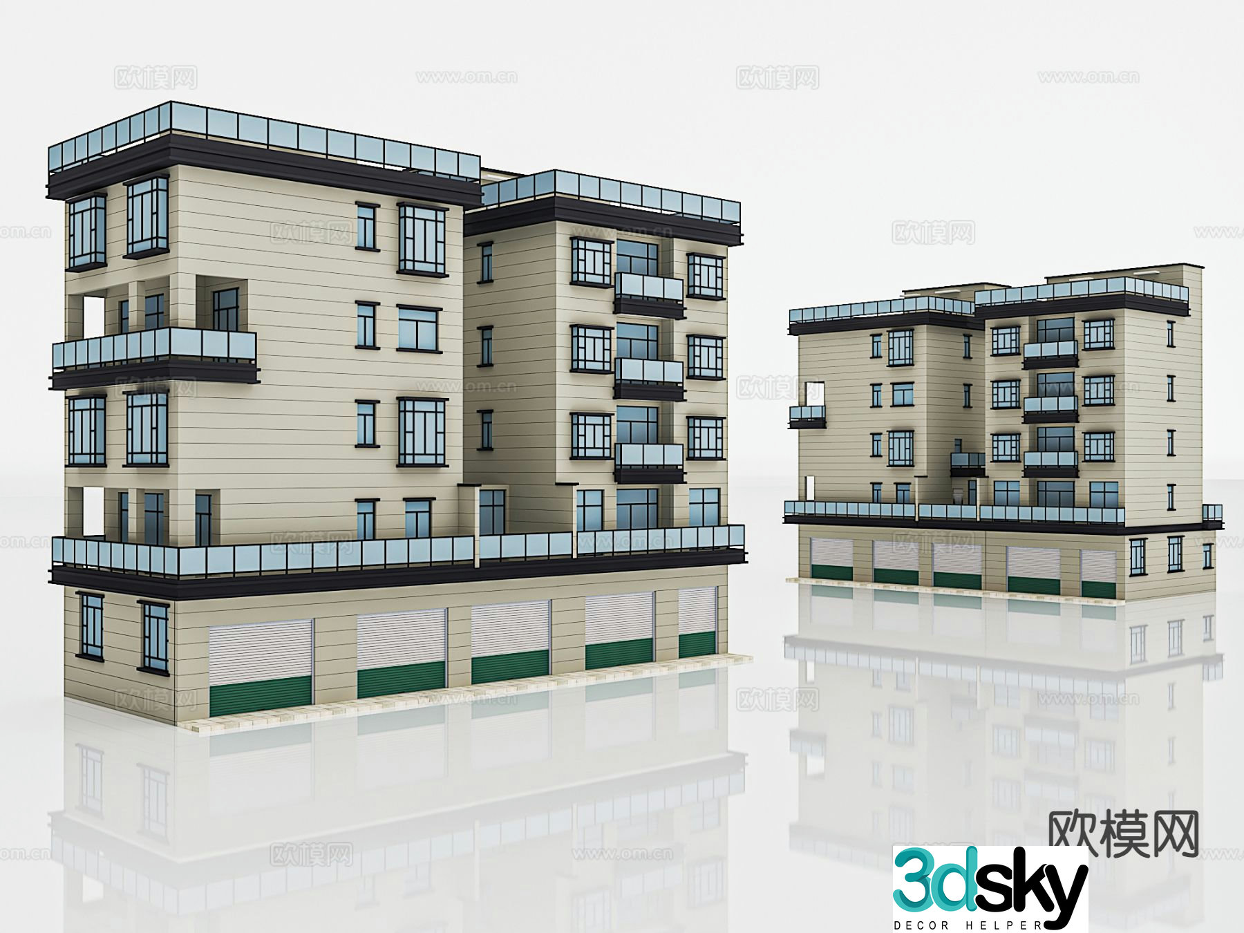 3d model of modern residential building components